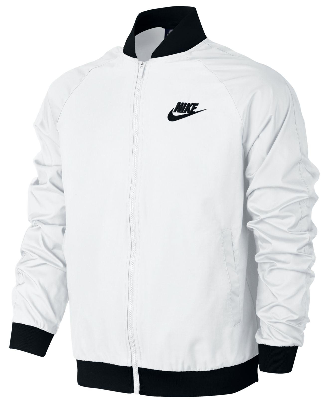 Nike Cotton Woven Players Bomber Jacket in White for Men | Lyst