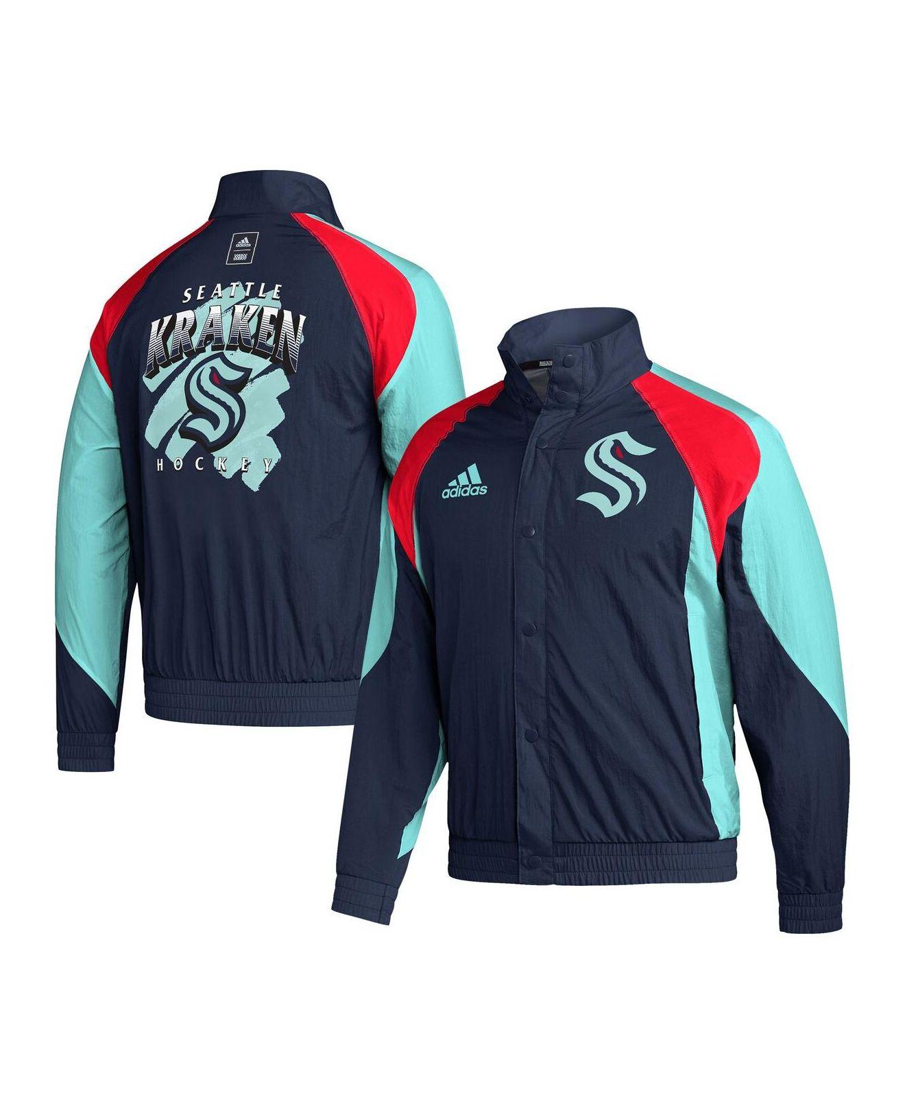 adidas Navy Seattle Kraken Reverse Retro 2.0 Fullsnap Jacket in Blue