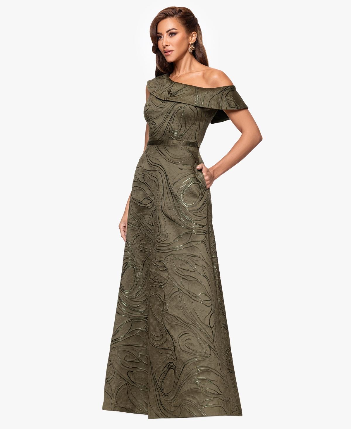 Xscape Jacquard One-shoulder Long Dress in Green | Lyst Xscape Jacquard One-shoulder Long Dress in Green | Lyst