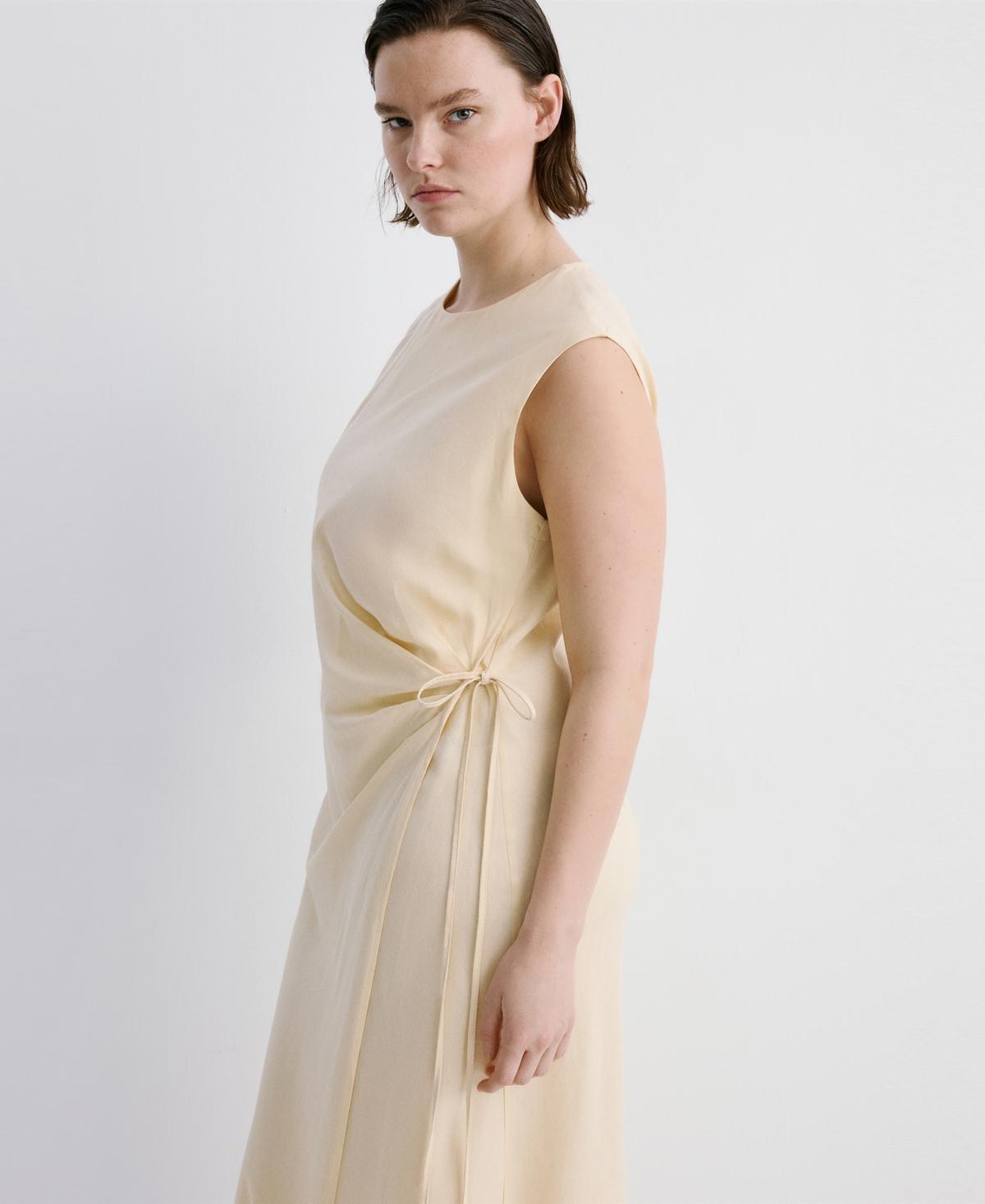 mango linen dress with knot detail MANGO Midi Dress With Knot Detail