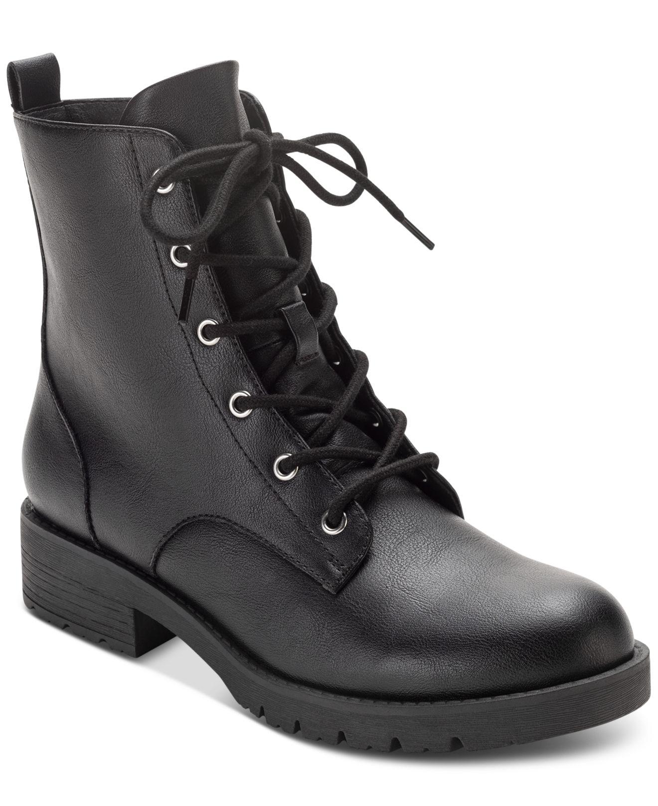 Sun & Stone Frankiee Lace-up Lug Combat Booties, Created For Macy's in ...