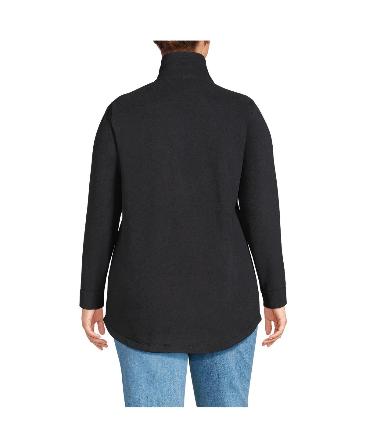 Lands End Plus Size Anyweather Quarter Zip Fleece Tunic Pullover in Black Lyst
