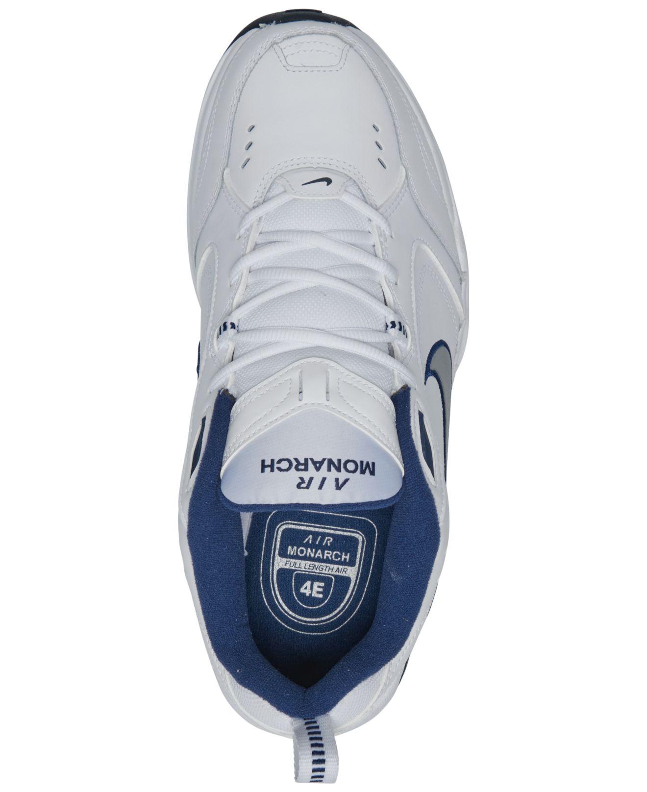 Nike Leather Air Monarch Iv Training Shoe in White, Metallic Silver, Navy  (White) for Men - Save 83% | Lyst