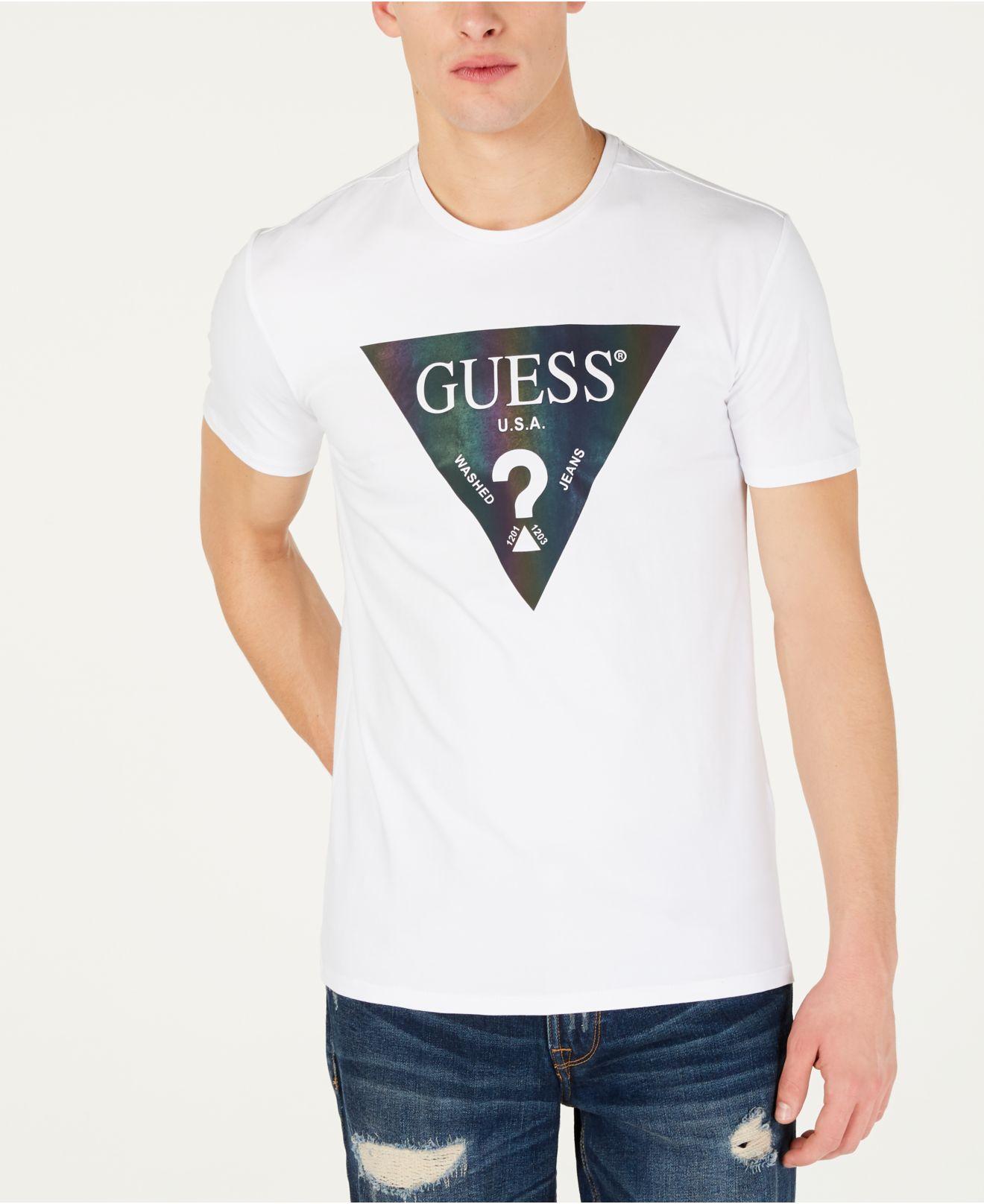 guess white logo t shirt