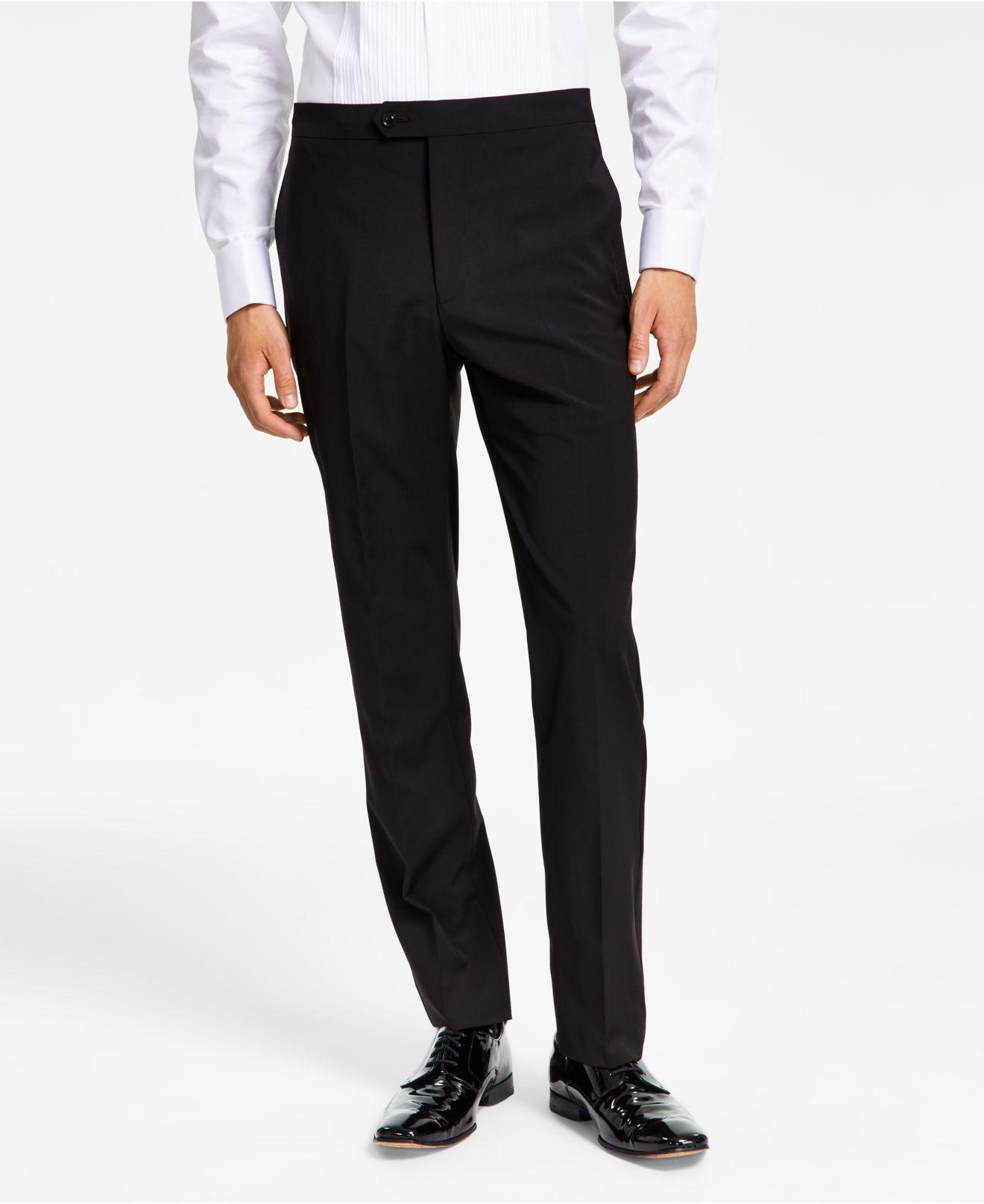Calvin Klein Slim-fit Infinite Stretch Black Tuxedo Suit Pants for Men |  Lyst