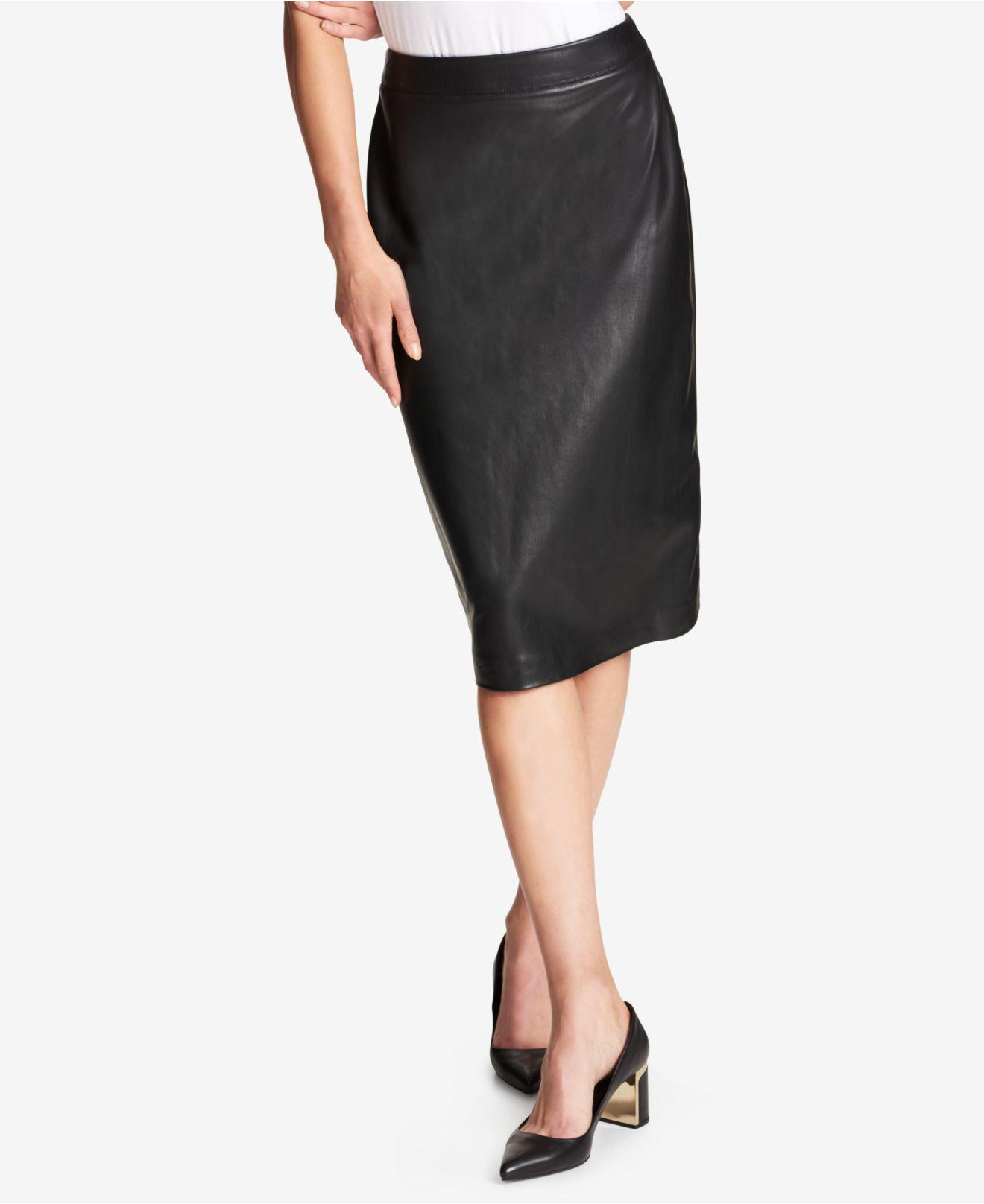 DKNY Faux-leather Pencil Skirt in Black - Lyst