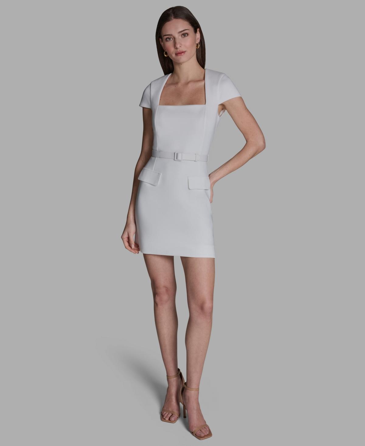 bcbgmaxazria a-line dresses Scuba Square Neck Dress in Gray SCH007673_W Princess Wedding Dresses vs. Color:Pink Multi pearl trim along the