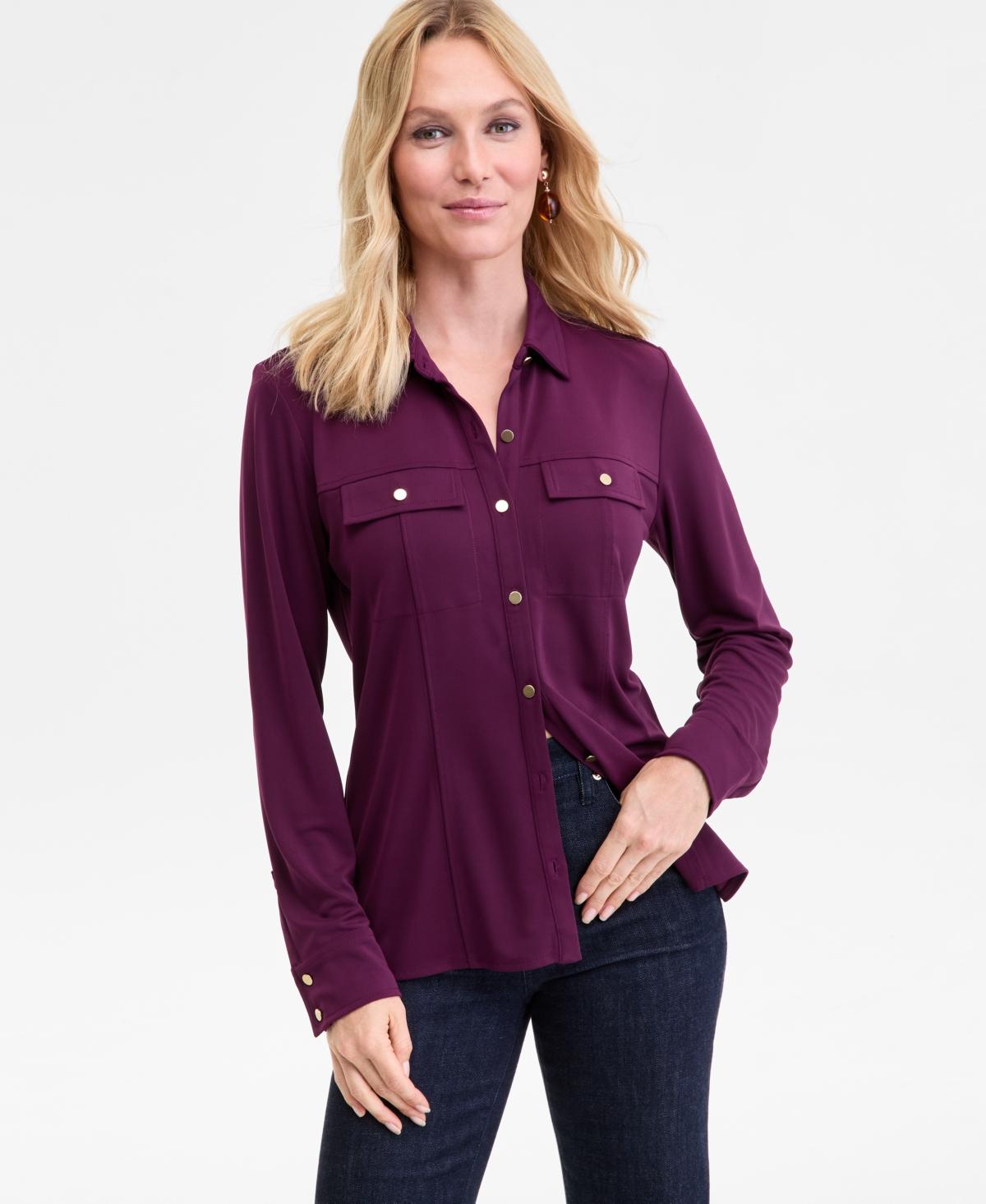 I.N.C. International Concepts Plus Size Linen-Blend Twist-Hem Shirt