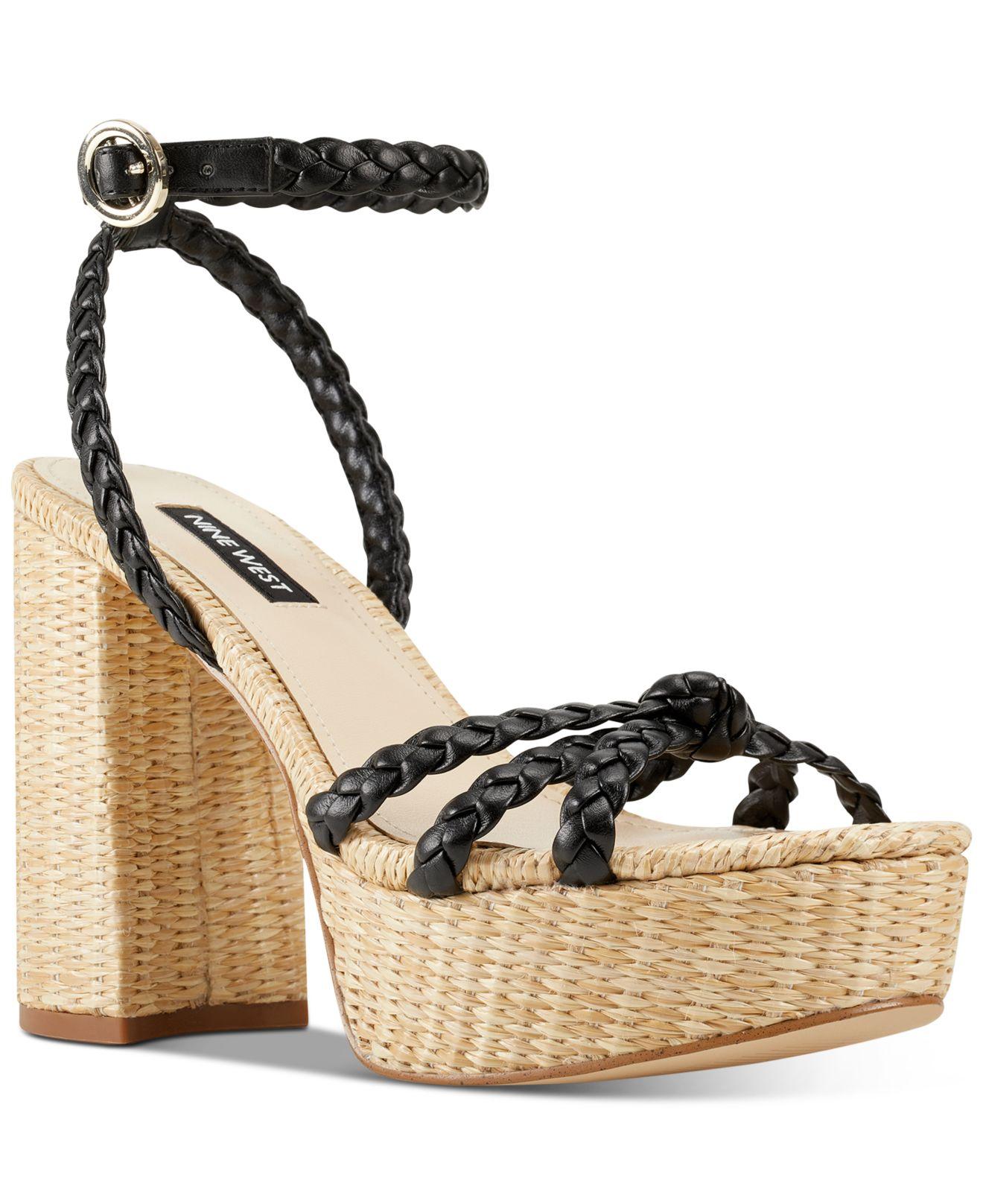 nine west black platform sandals
