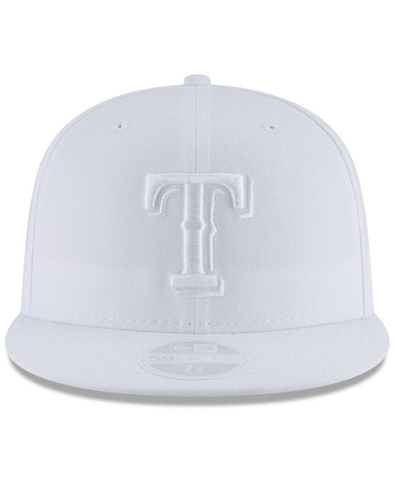 KTZ Texas Rangers White Out 59fifty Fitted Cap for Men