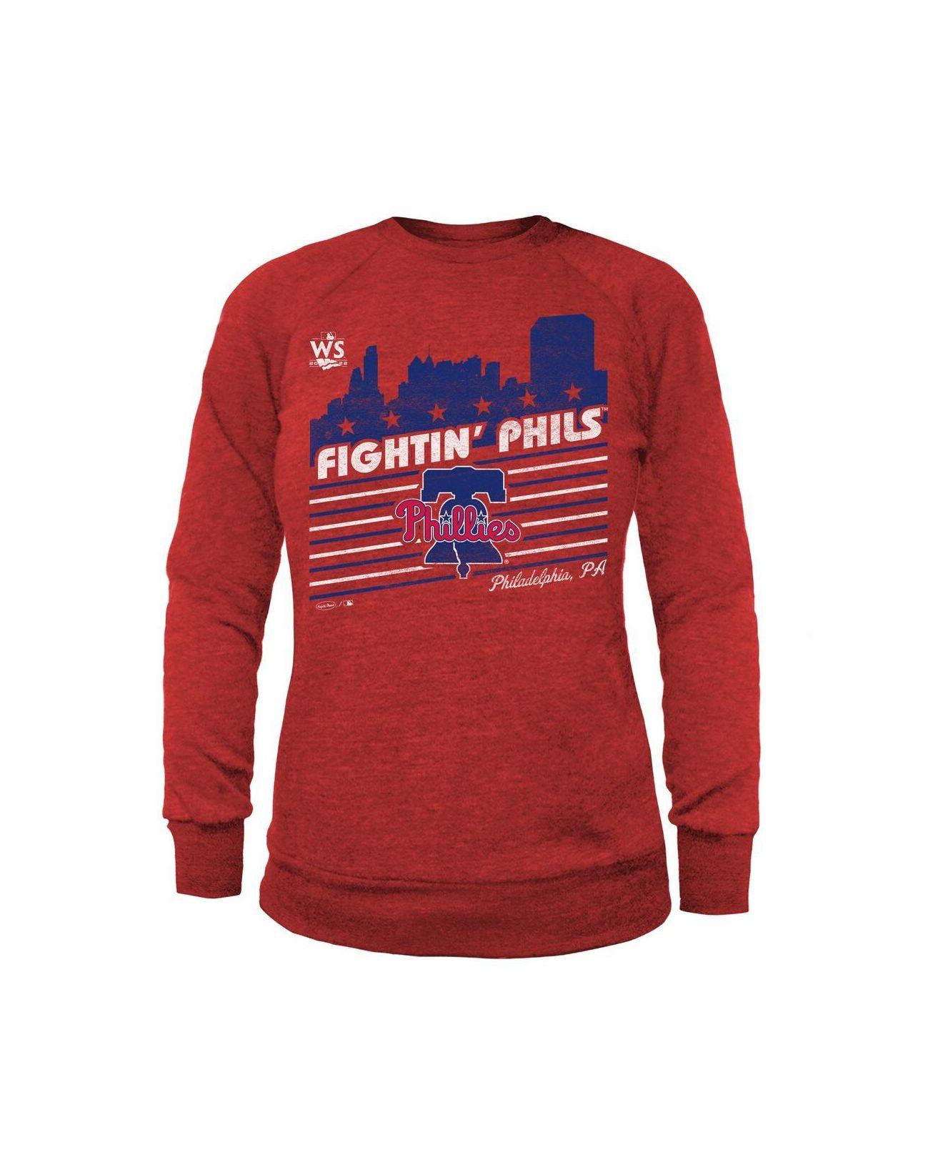 Majestic Threads Red Philadelphia Phillies 2022 World Series Tri-blend Pullover  Sweatshirt