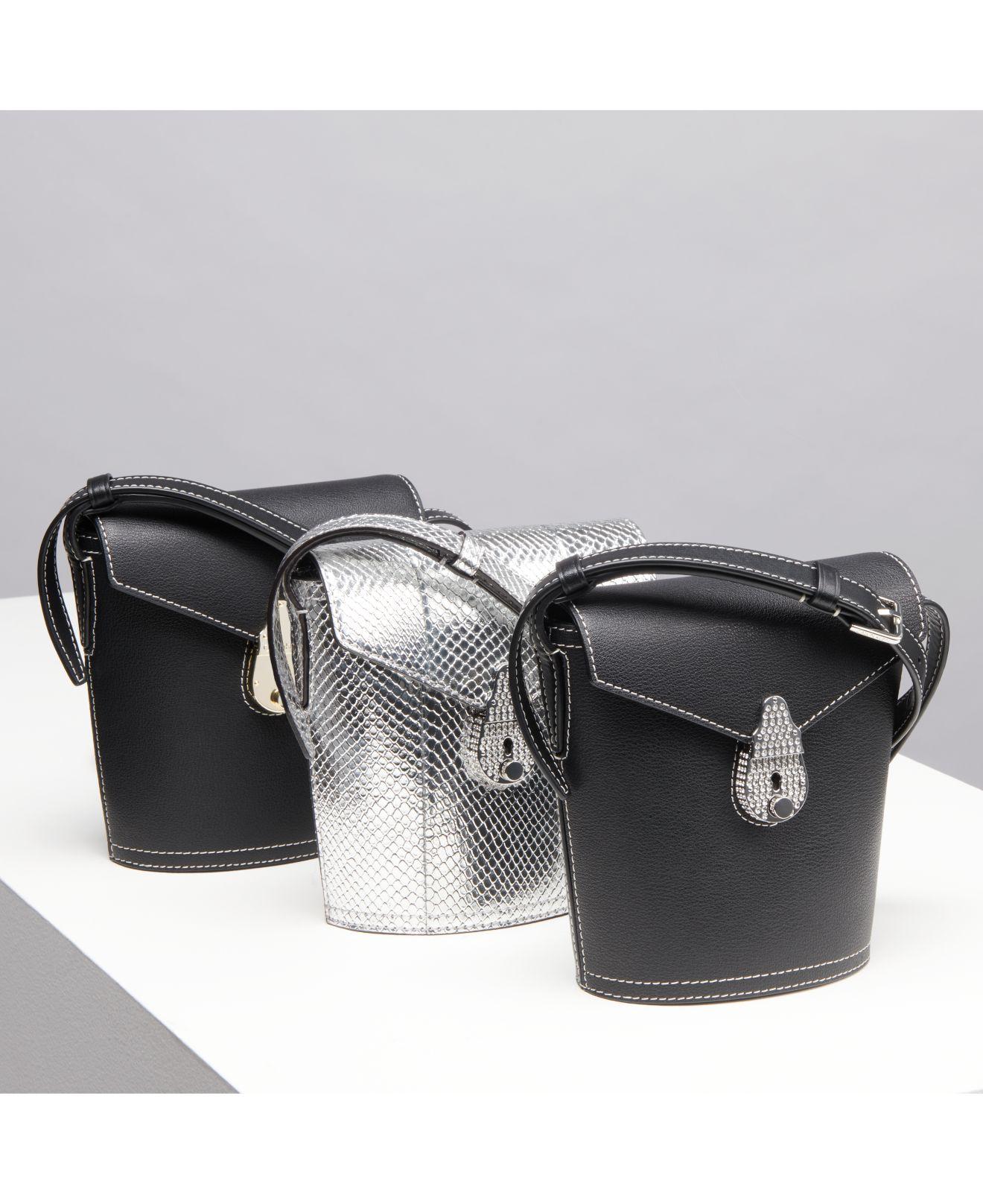 calvin klein lock leather bucket bag