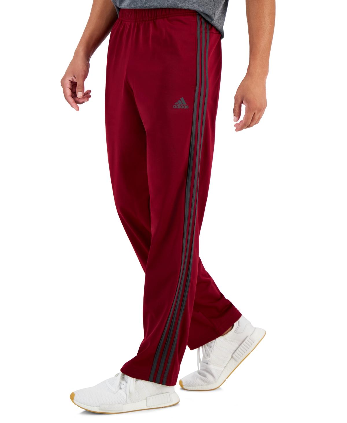 adidas Primegreen Essentials Warm-up Open Hem 3-stripes Track Pants in Red  for Men