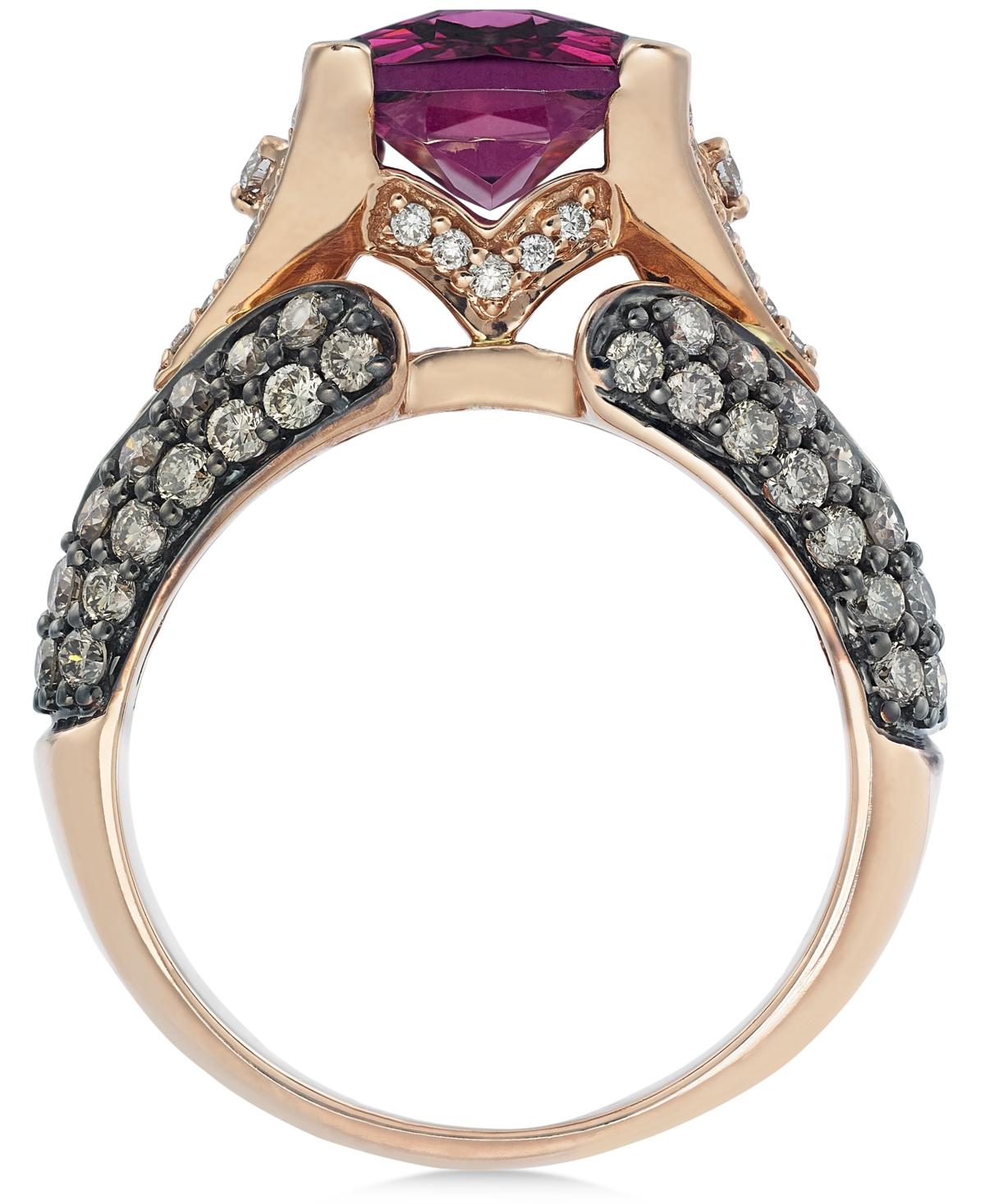 Le Vian Raspberry Rhodolite Garnet (3 Ct. Tw.w.), Chocolate Diamond (1-1/5  Ct. T.w.) And White Diamond Accent Ring In 14k Rose Gold in Red | Lyst