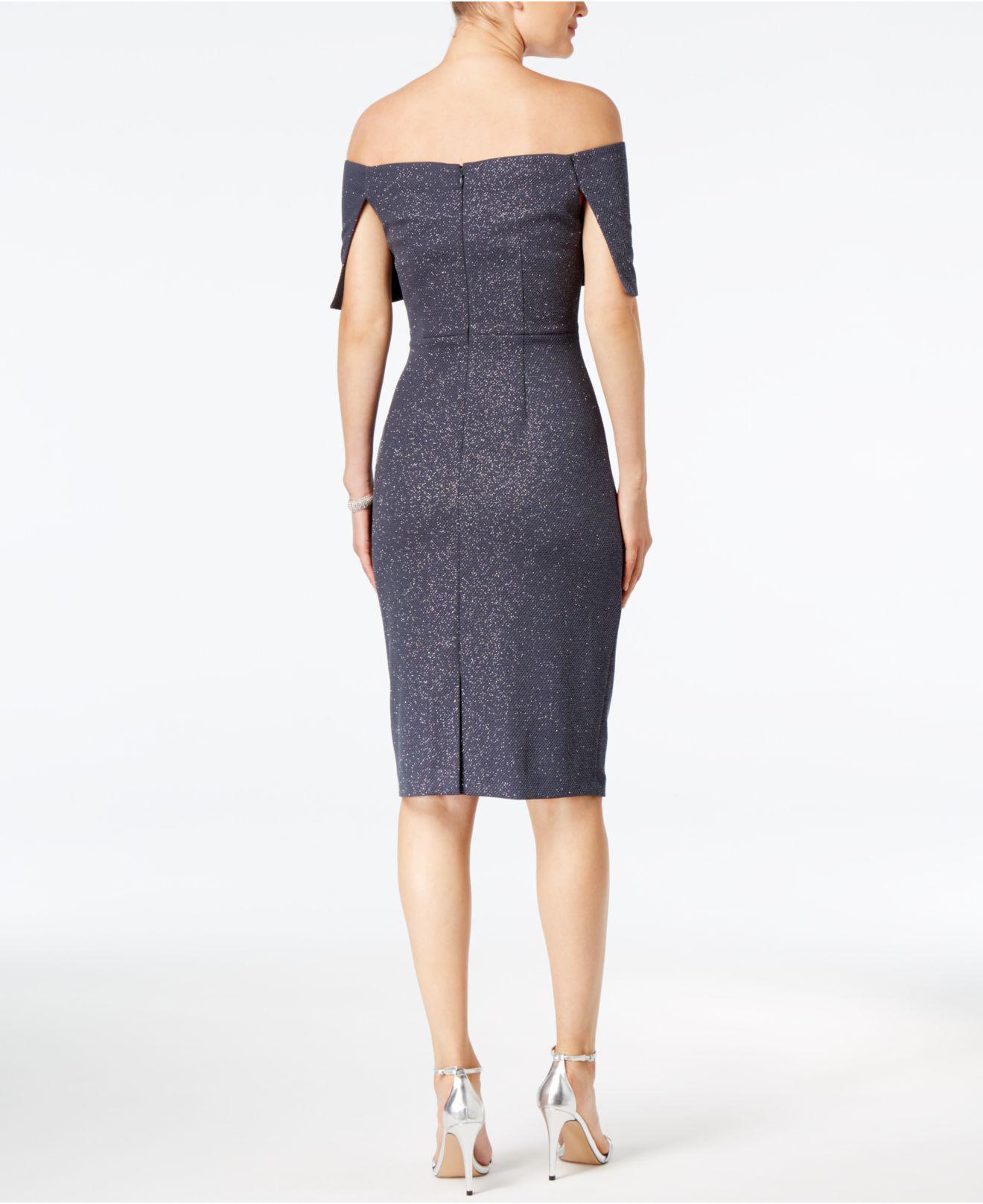 Vince Camuto Off the shoulder Glitter Sheath Dress Lyst
