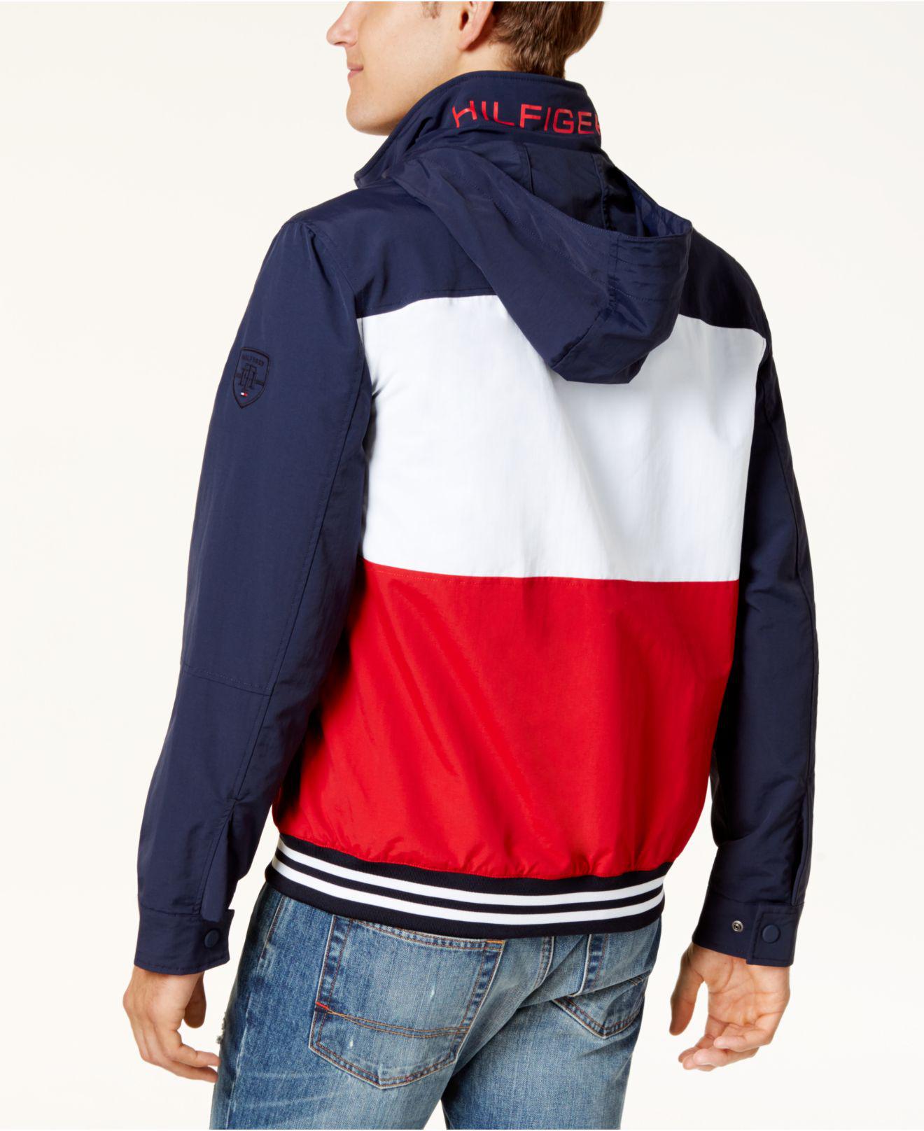 tommy hilfiger windbreaker red white and blue