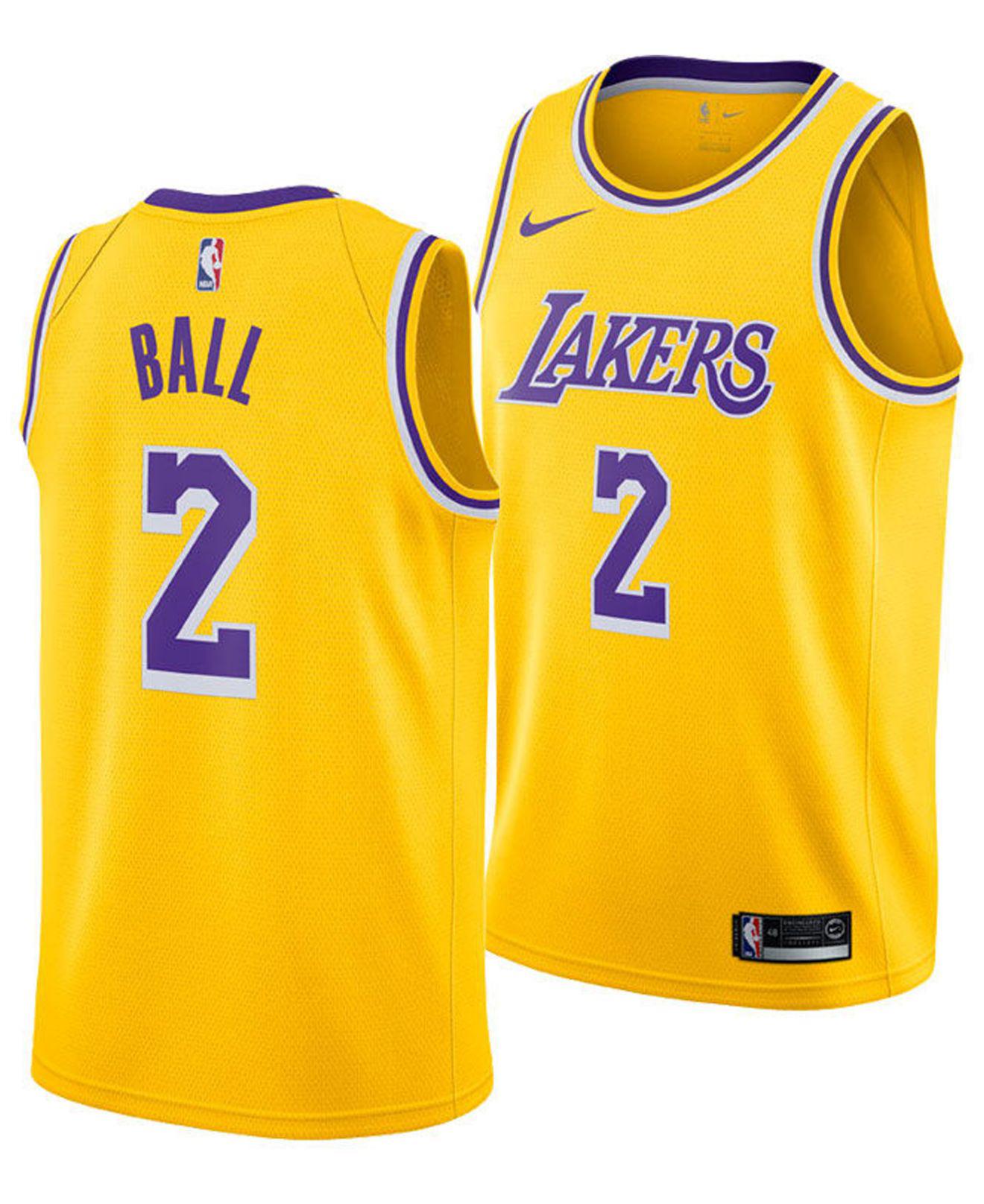 Nike Synthetic Lonzo Ball Los Angeles Lakers Icon Swingman Jersey in ...