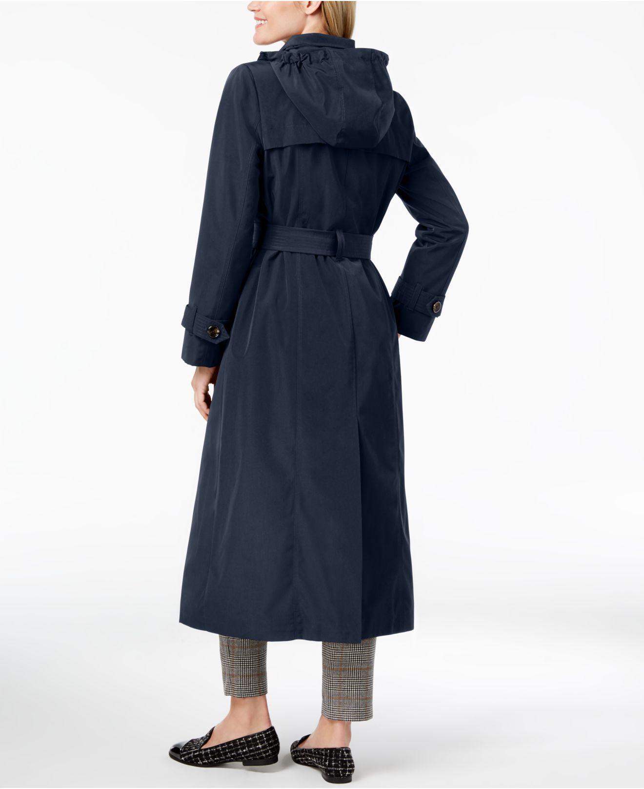 london fog belted bib maxi trench coat