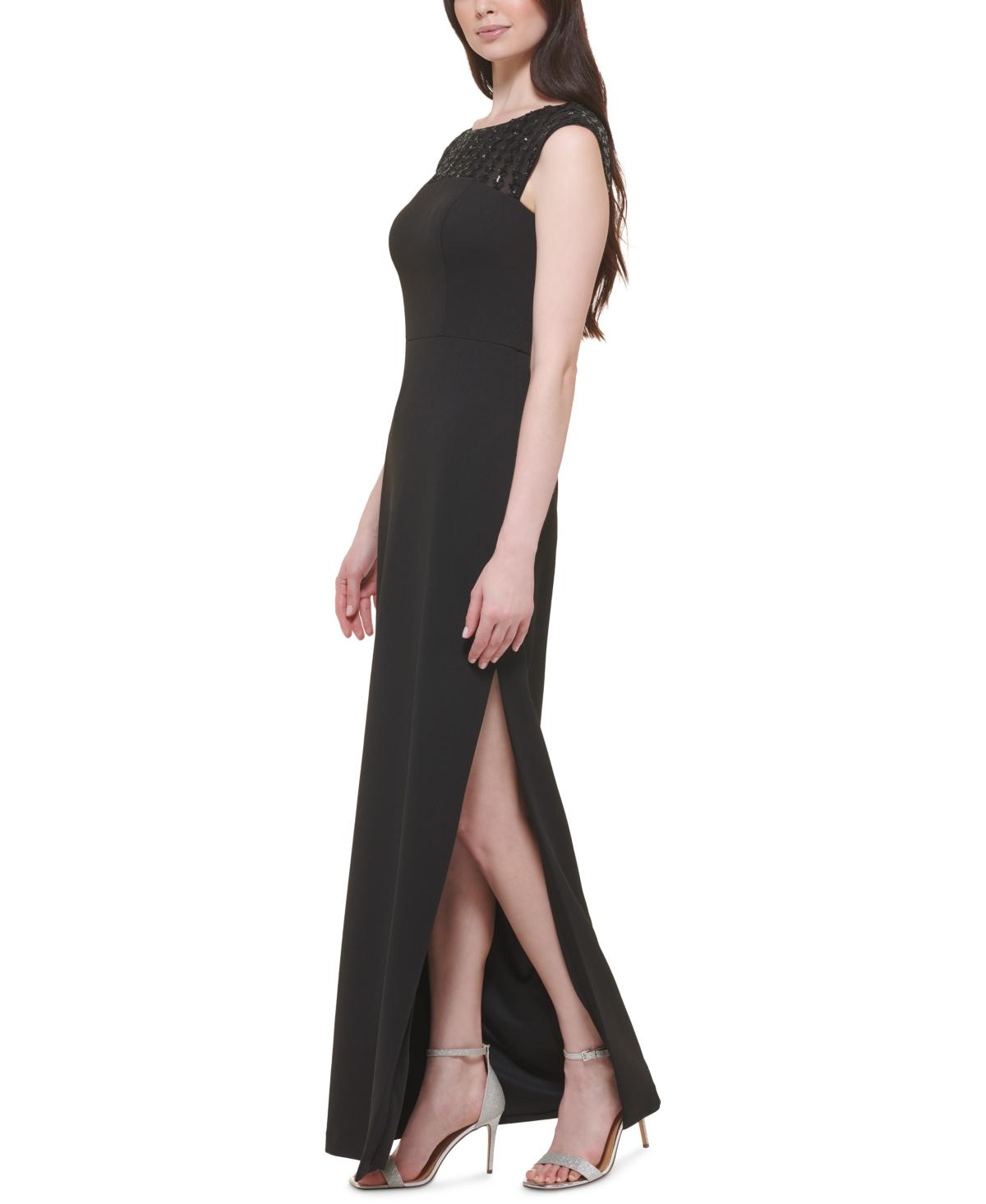 Vince Camuto Sequin embellished Side slit Gown in Black Lyst
