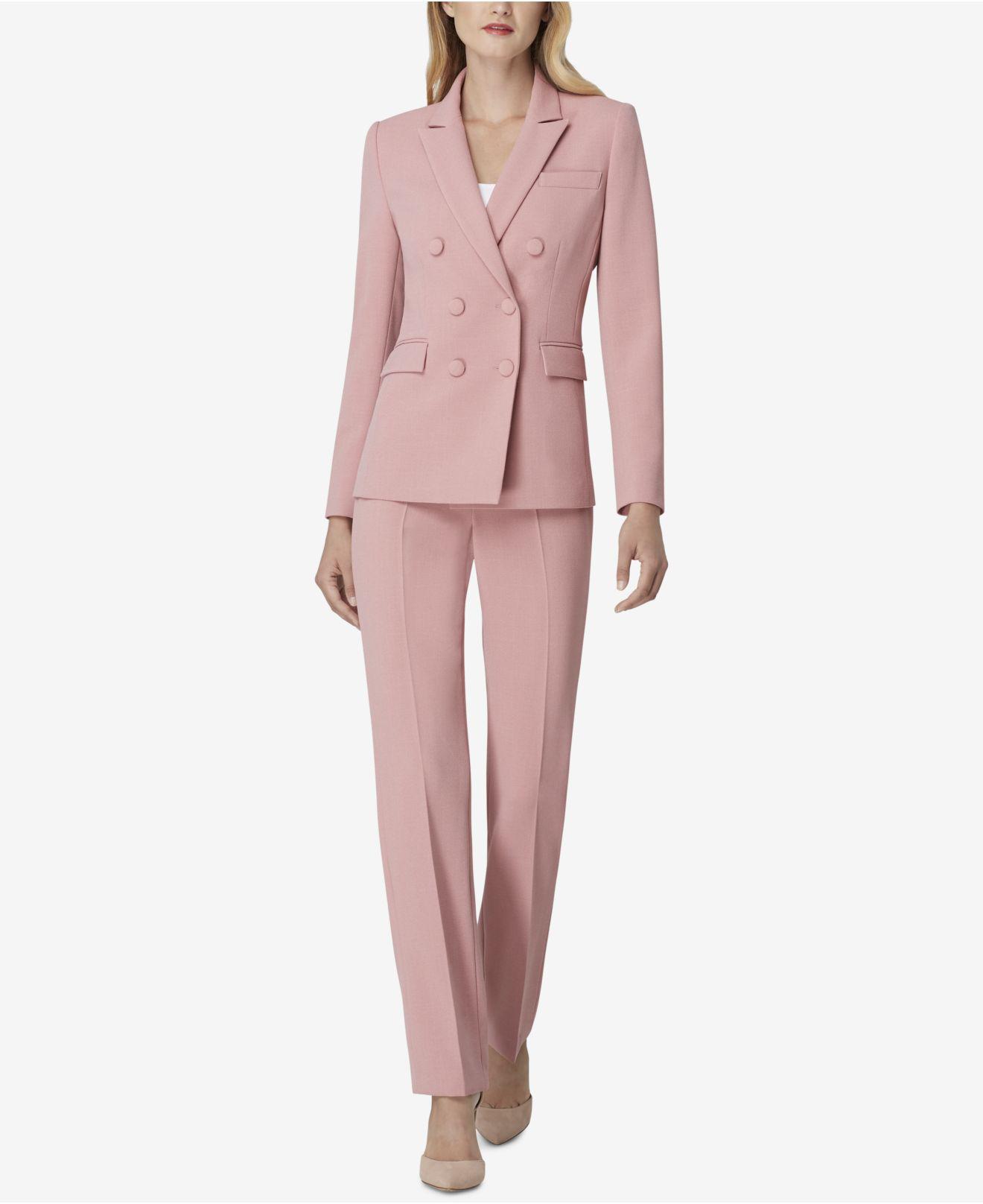 Tahari Petite Peak-lapel Pant Suit in Pink | Lyst