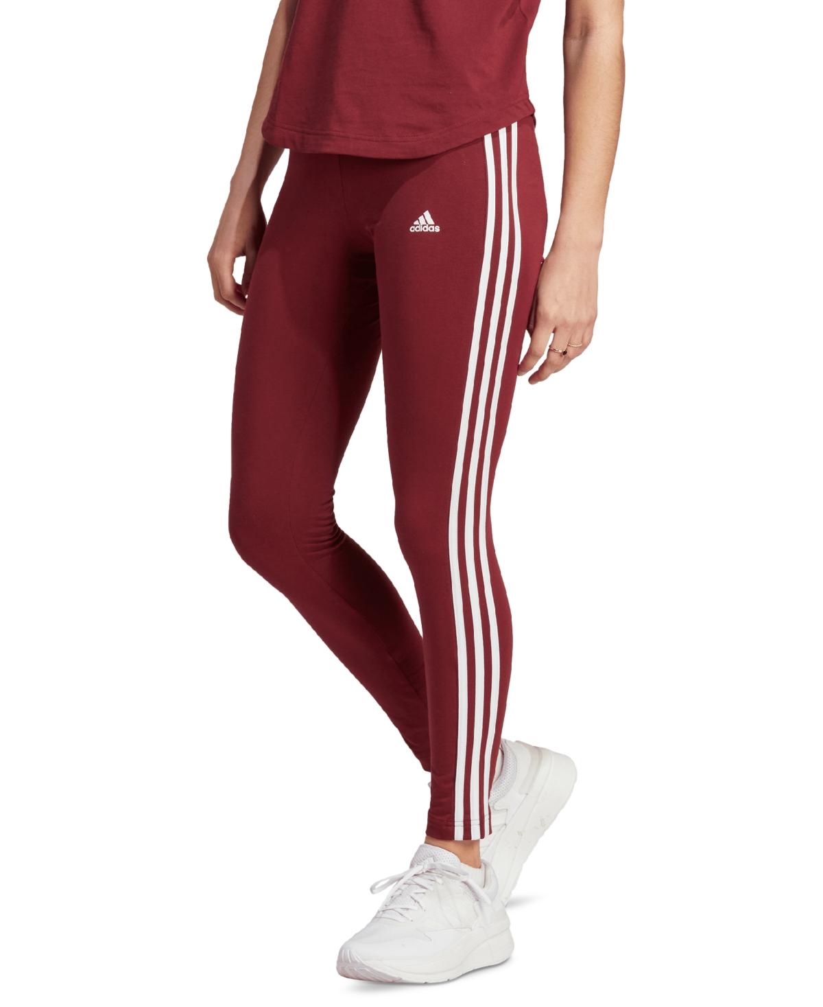 adidas Essentials 3-stripe Full Length Cotton Leggings, Xs-4x in Red | Lyst