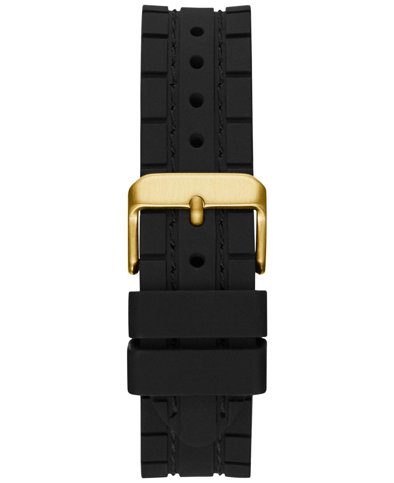 Guess Gold Tone Black Silicone Band Black Dial Multifunction WATCH-U0798G3  | 086648711003 - Guess watch - Black Face, Black Band, BLACK Manufacturer  Band | Fash Direct
