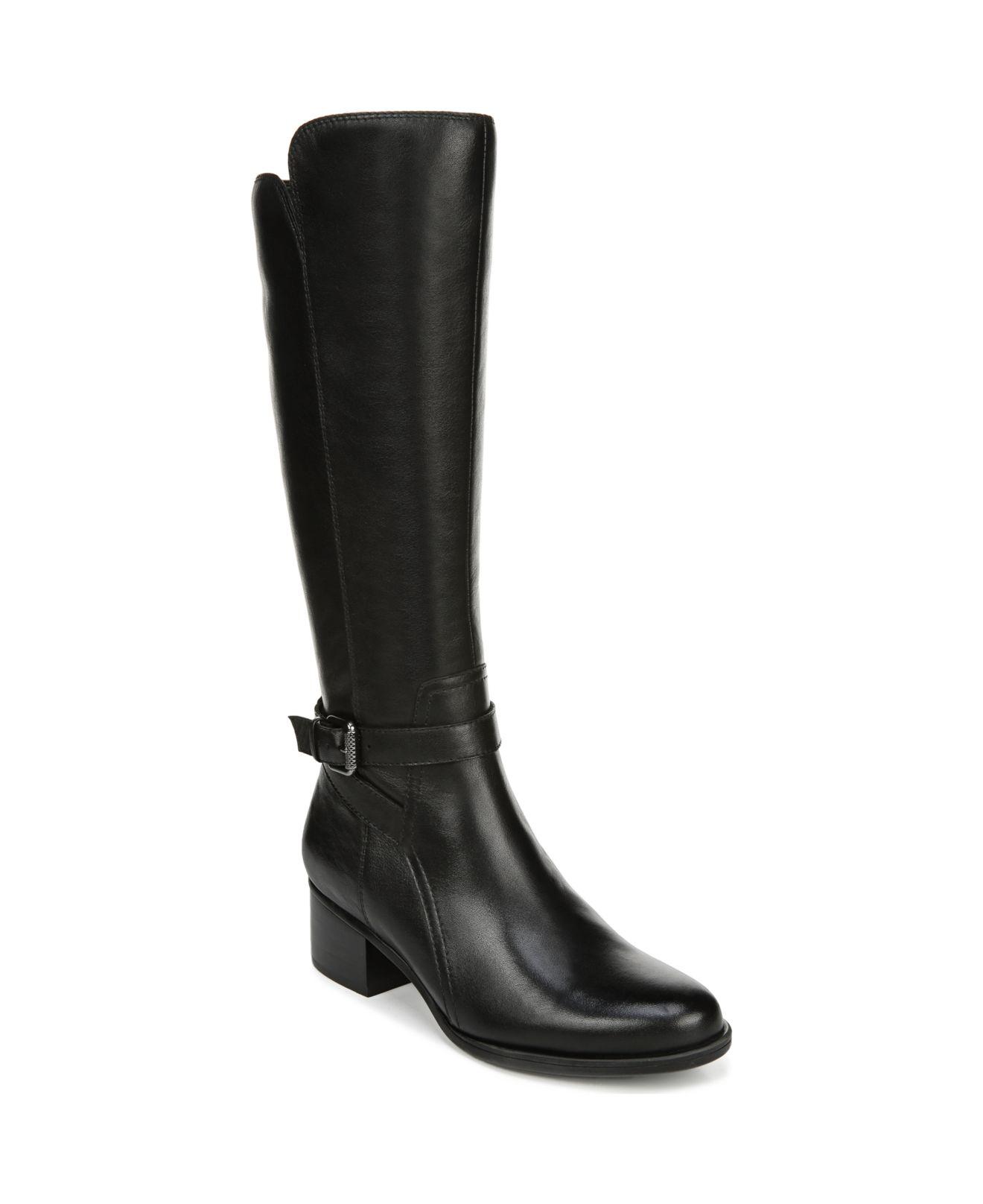 Naturalizer Leather Demetria Wide Calf High Shaft Boots in Black Leather (Black) - Lyst