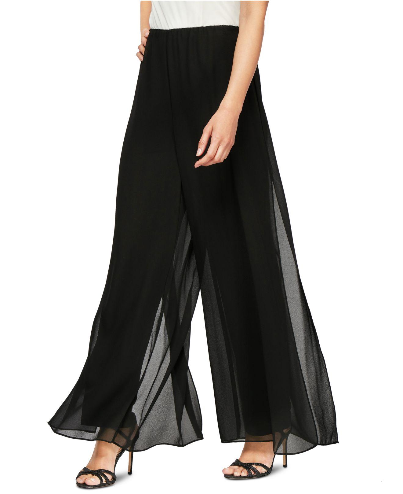 Alex Evenings Synthetic Petite Straight-leg Overlay Pants in Black - Lyst