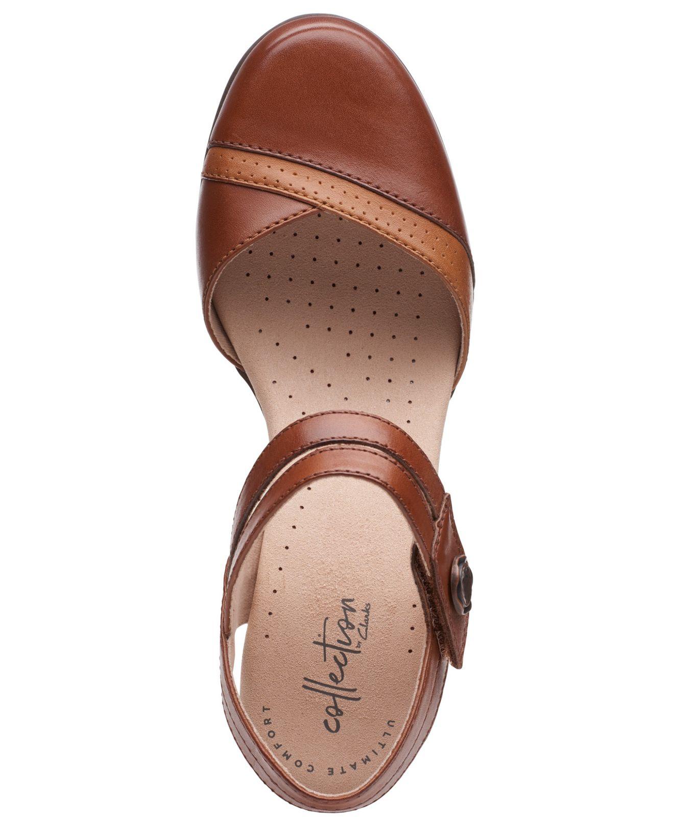Clarks Leather Valarie Rally Pumps in Tan (Brown) - Lyst