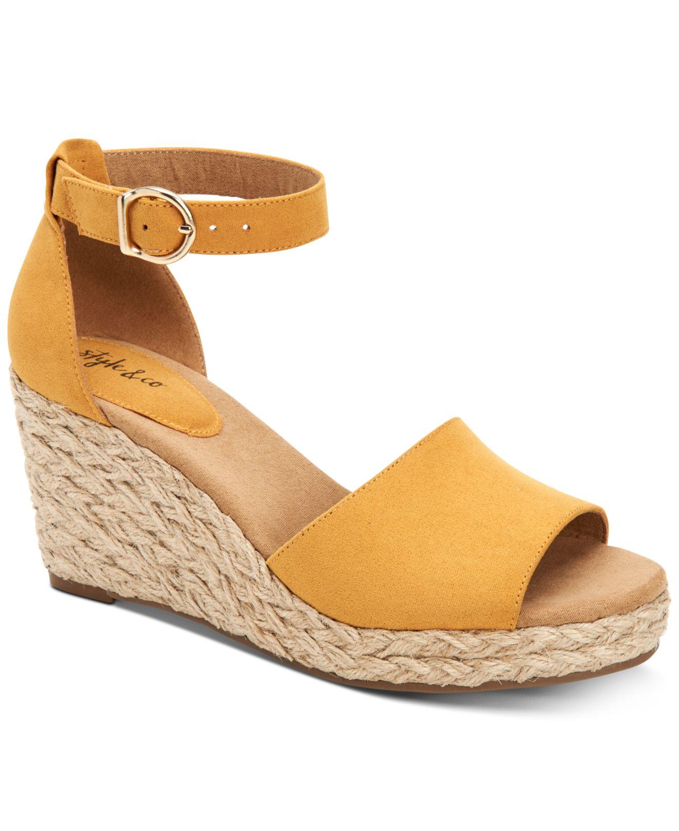 Style & Co. Seleeney Wedge Sandals, Created For Macy's in Yellow | Lyst