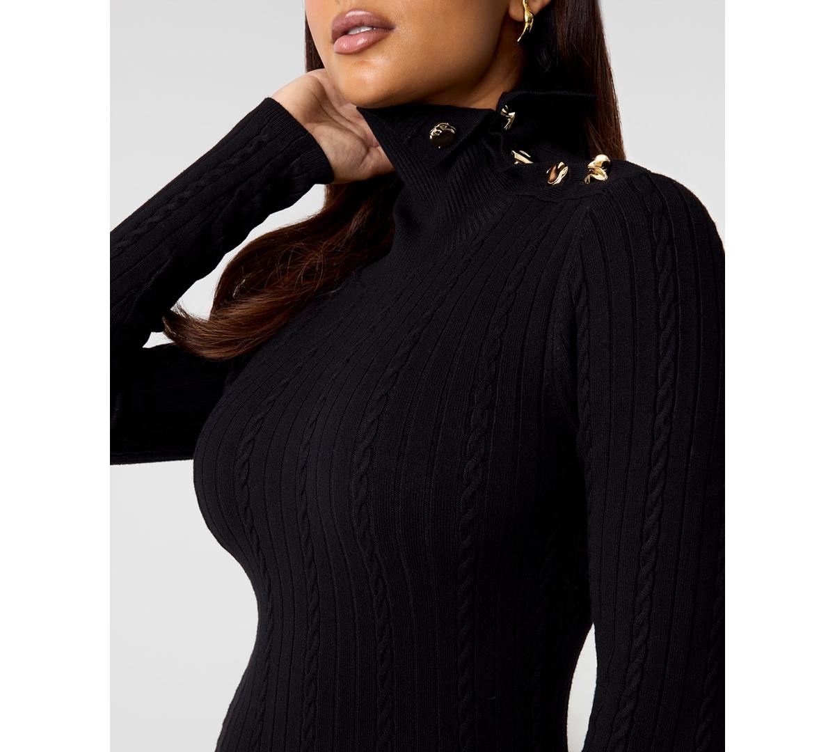 knee length dresses for ladies Hatch Collection The Dasha Sweater Dress in Chocolate
