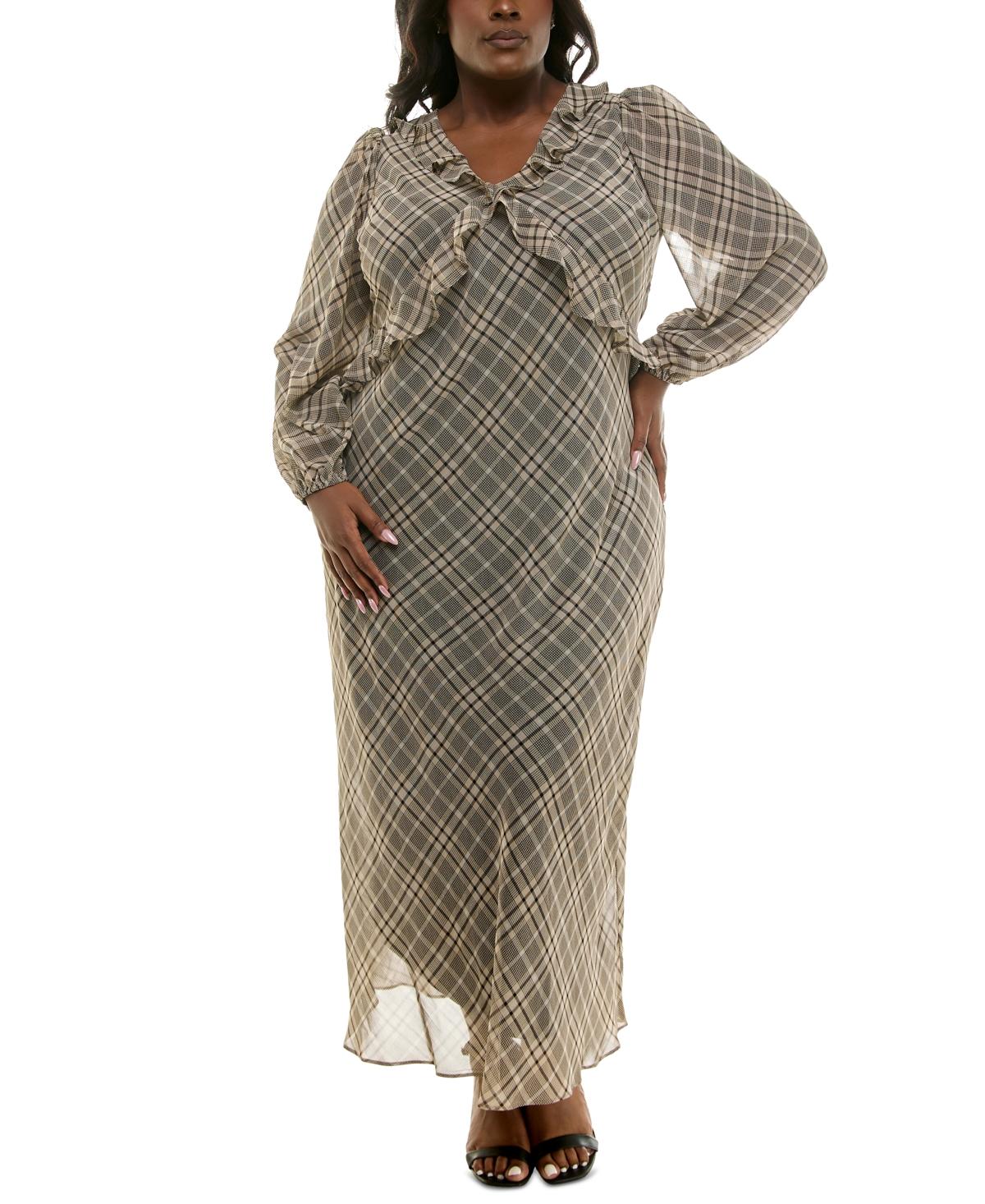 Taylor Plus Size Chiffon Ruffled V-neck Maxi Dress | Lyst