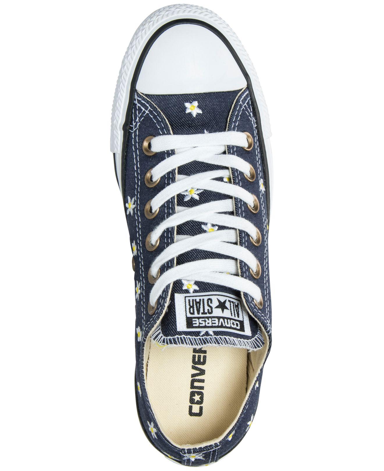 Converse Canvas Womens Chuck Taylor Ox Daisy Print Casual Sneakers From Finish Line In Navy 0036