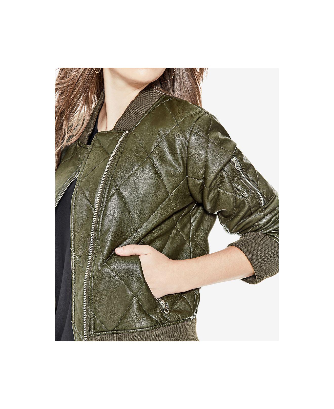 Guess Faux Leather Bomber Jacket Lyst