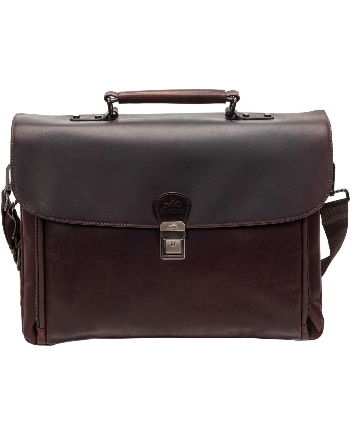 Mancini Buffalo Double Compartment Briefcase For 15.6