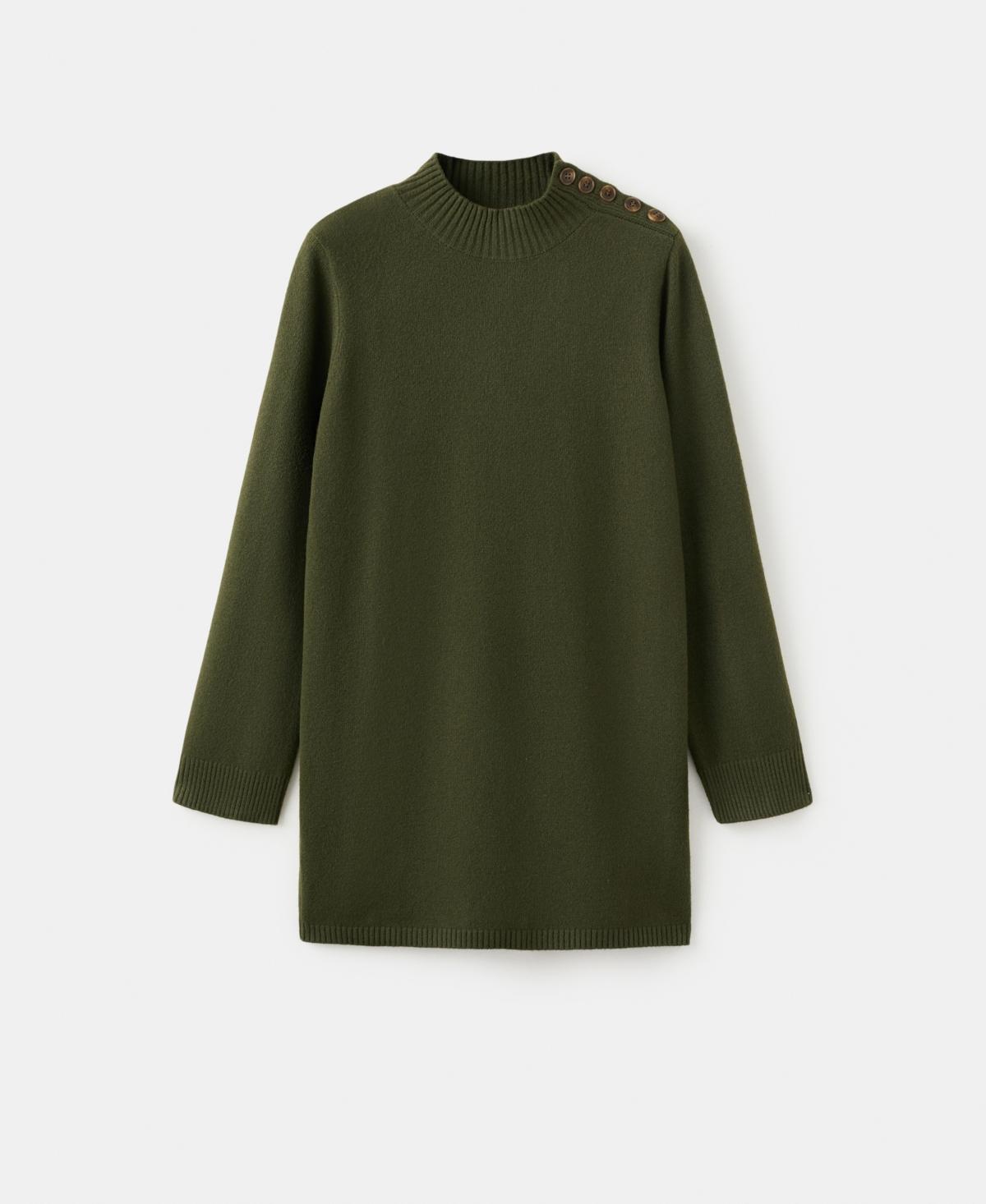 Mango Button Knit Dress in Green | Lyst