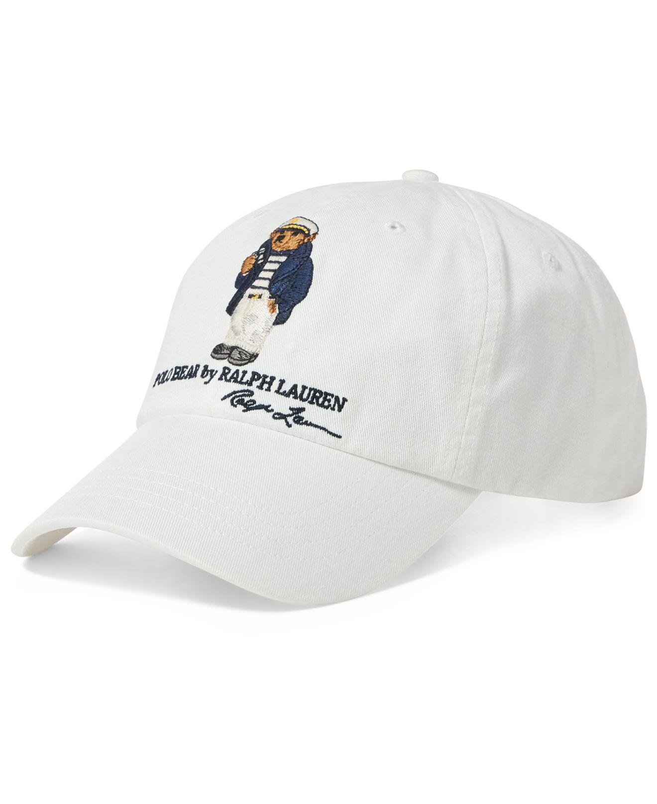 Polo Ralph Lauren Cotton Sailor Polo Bear Cap in White for Men - Lyst