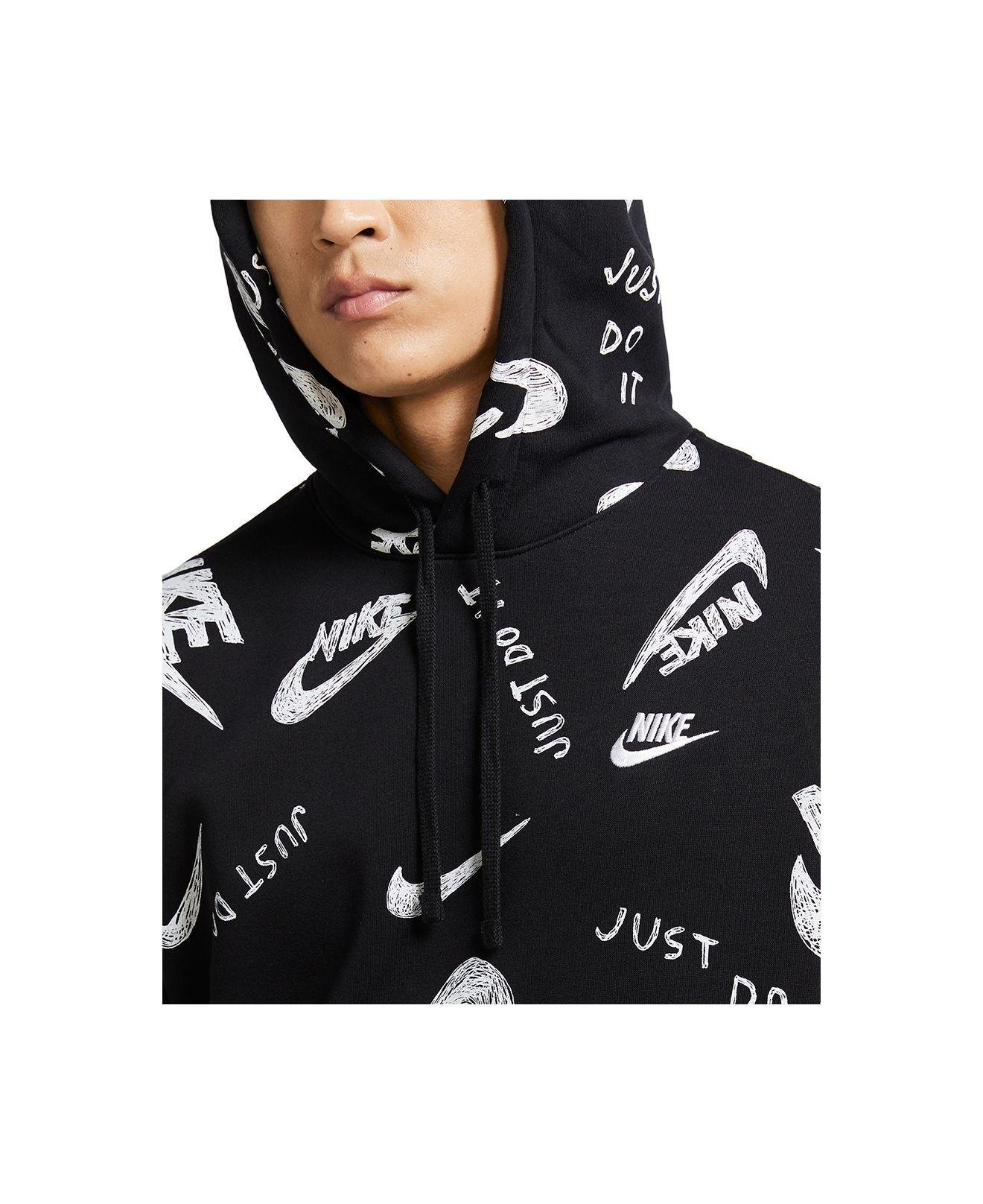 Trots Pakket capsule Nike Sportswear Club Fleece Logo-print Hoodie in Black for Men | Lyst