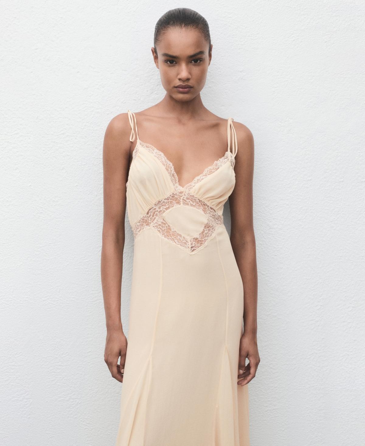 Mango Lace Camisole Dress in Natural | Lyst
