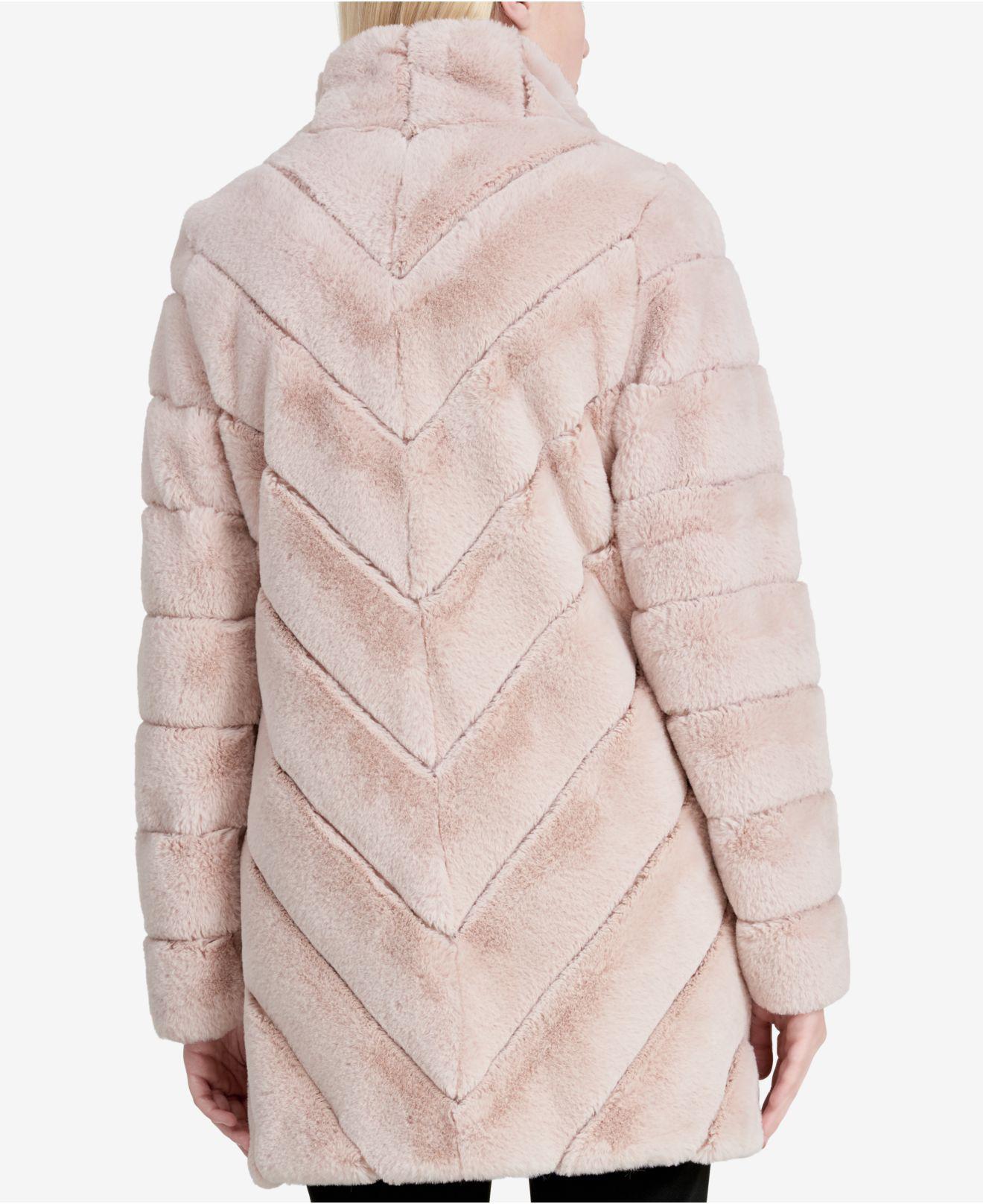 calvin klein faux fur coat blush