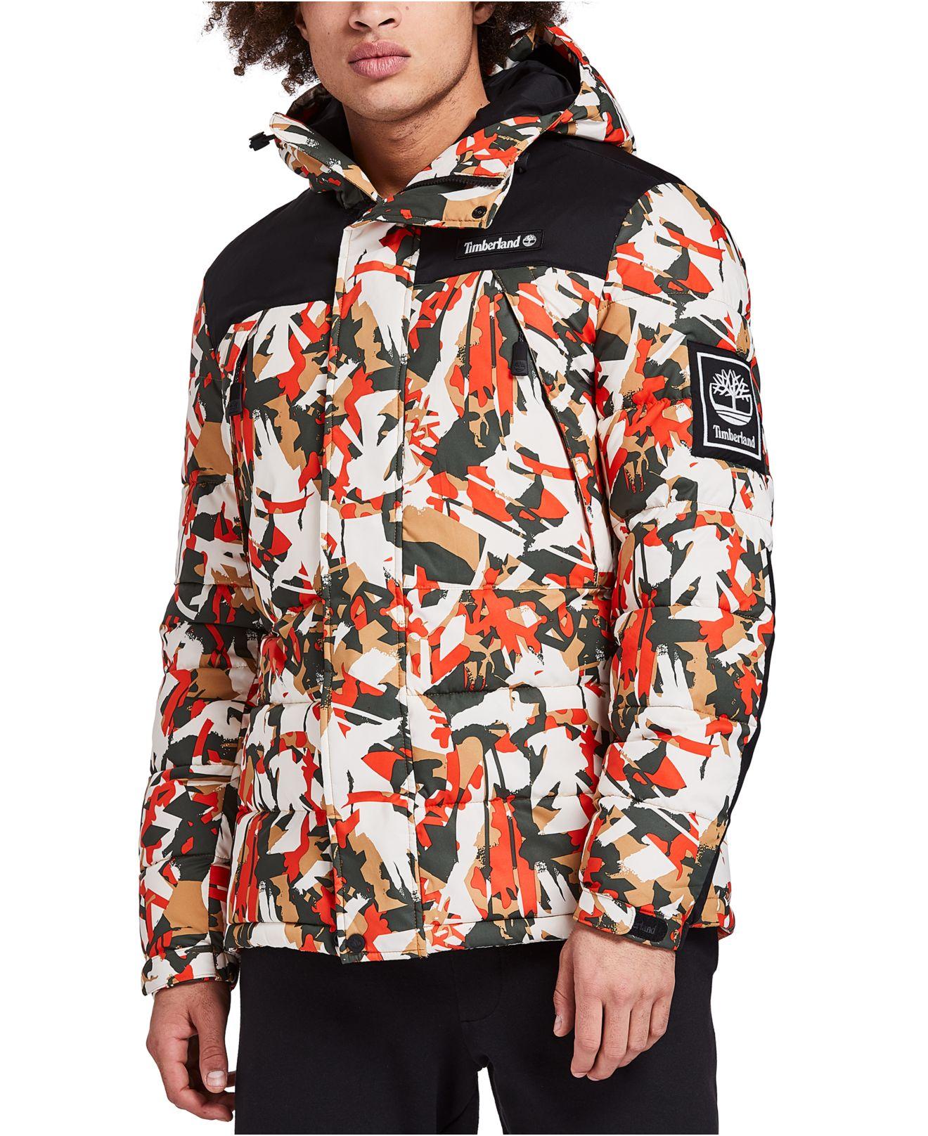 Timberland Camo Puffer Jacket in Orange for Men | Lyst