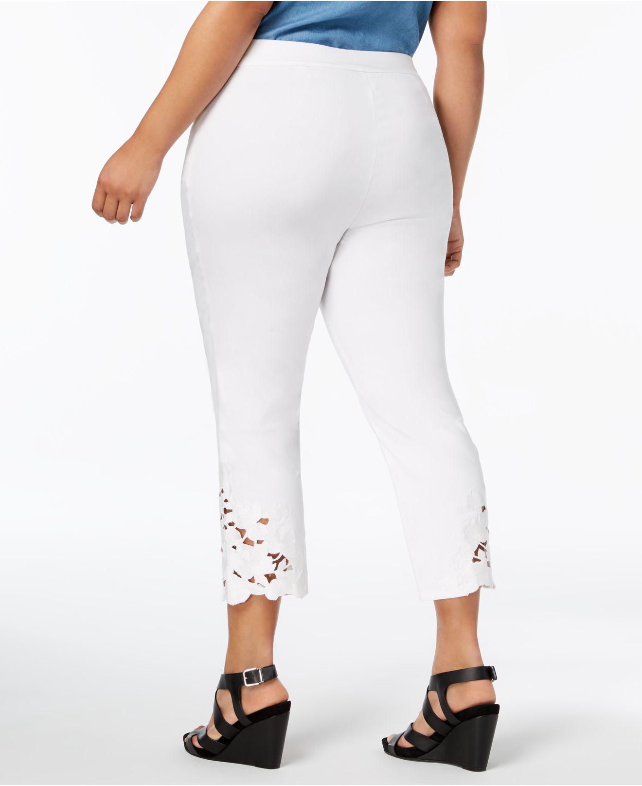 INC Plus Size Skinny Leg Slim Tech Fit Cropped Capri Jeans 22W White Denim #4935 