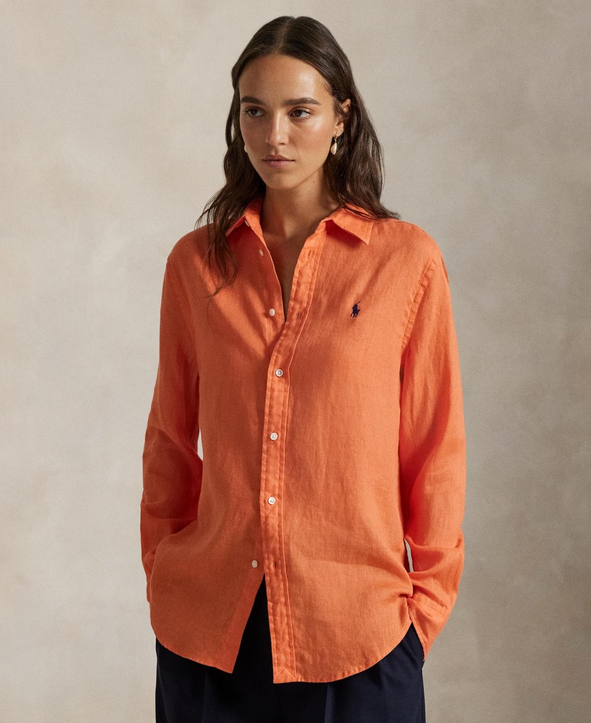 Polo Ralph Lauren Classic-fit 100% Linen Shirt in Orange Lyst