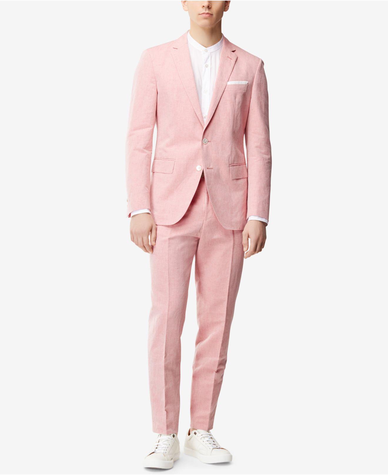 BOSS by HUGO BOSS Slim-fit Dress Pants in Pink for Men | Lyst