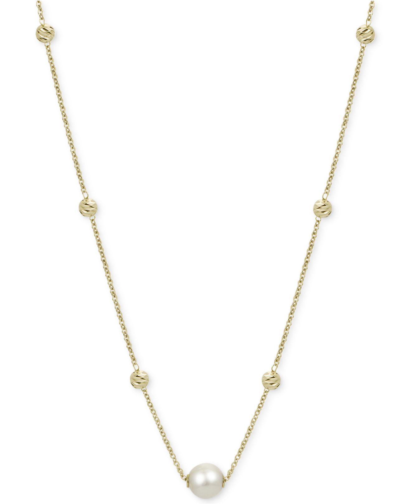 Macy's Cultured Freshwater Pearl (9mm) & Bead Statement Necklace In 14k Goldplated Sterling