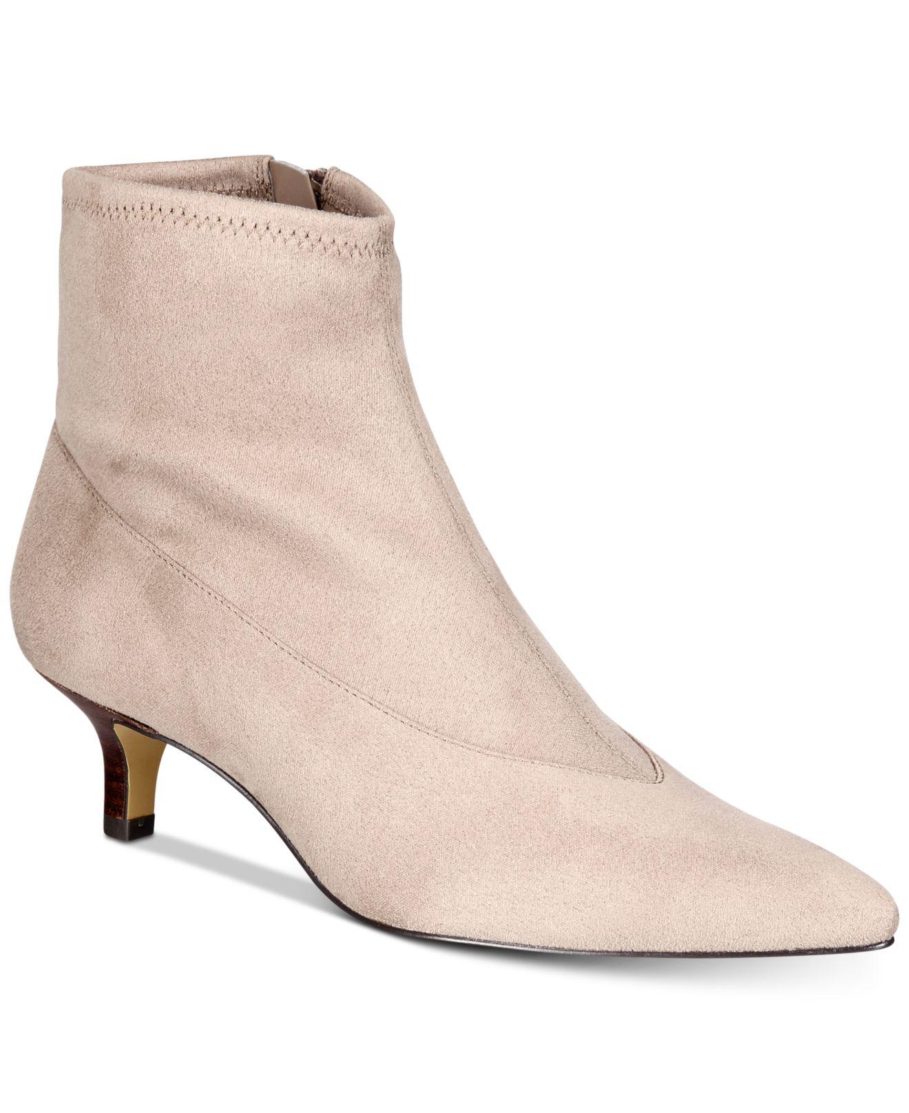 Bella Vita Suede Stephanie Ii Kittenheel Booties in Natural Lyst