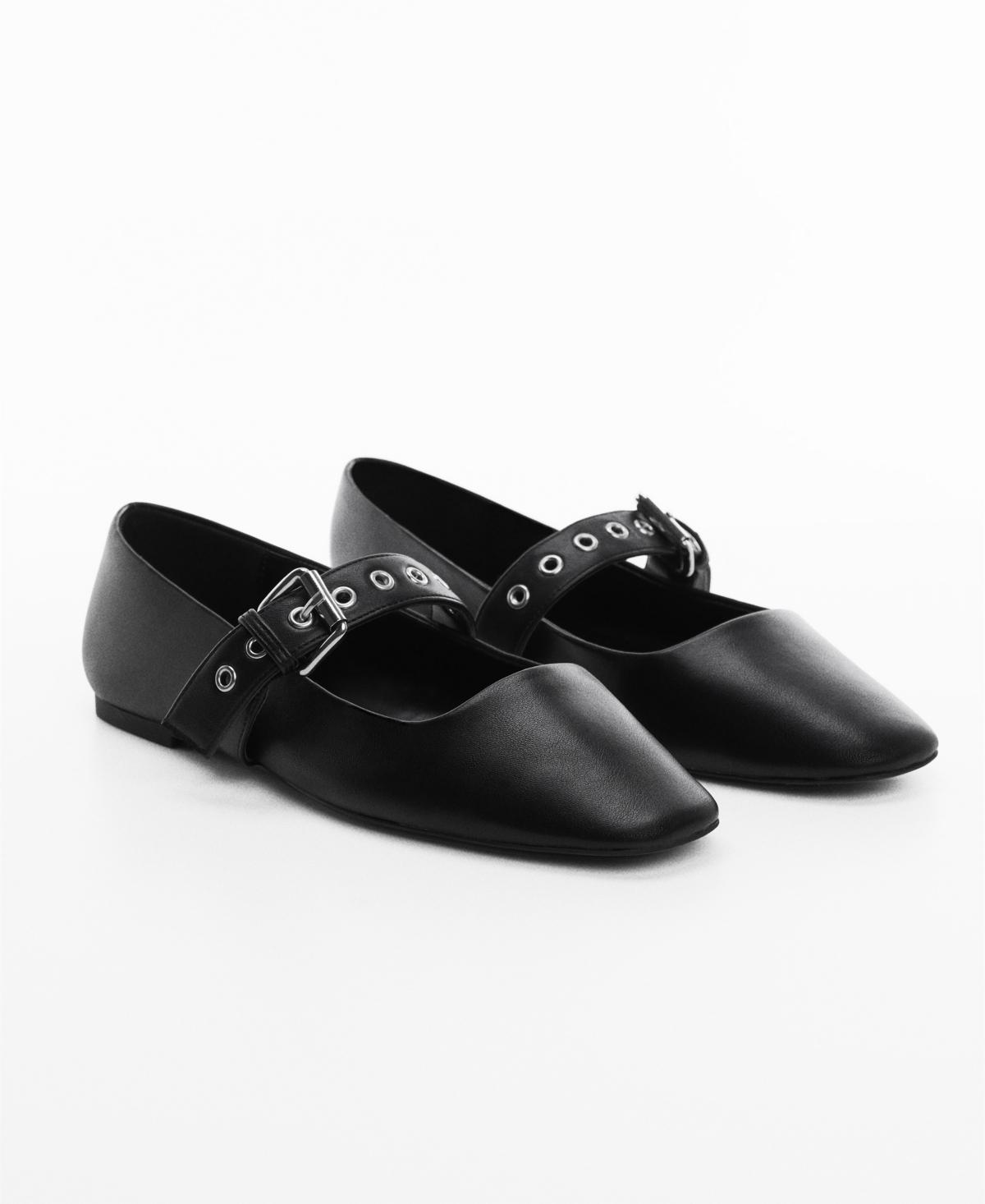 Mango Studded Buckle Shoes in Black | Lyst