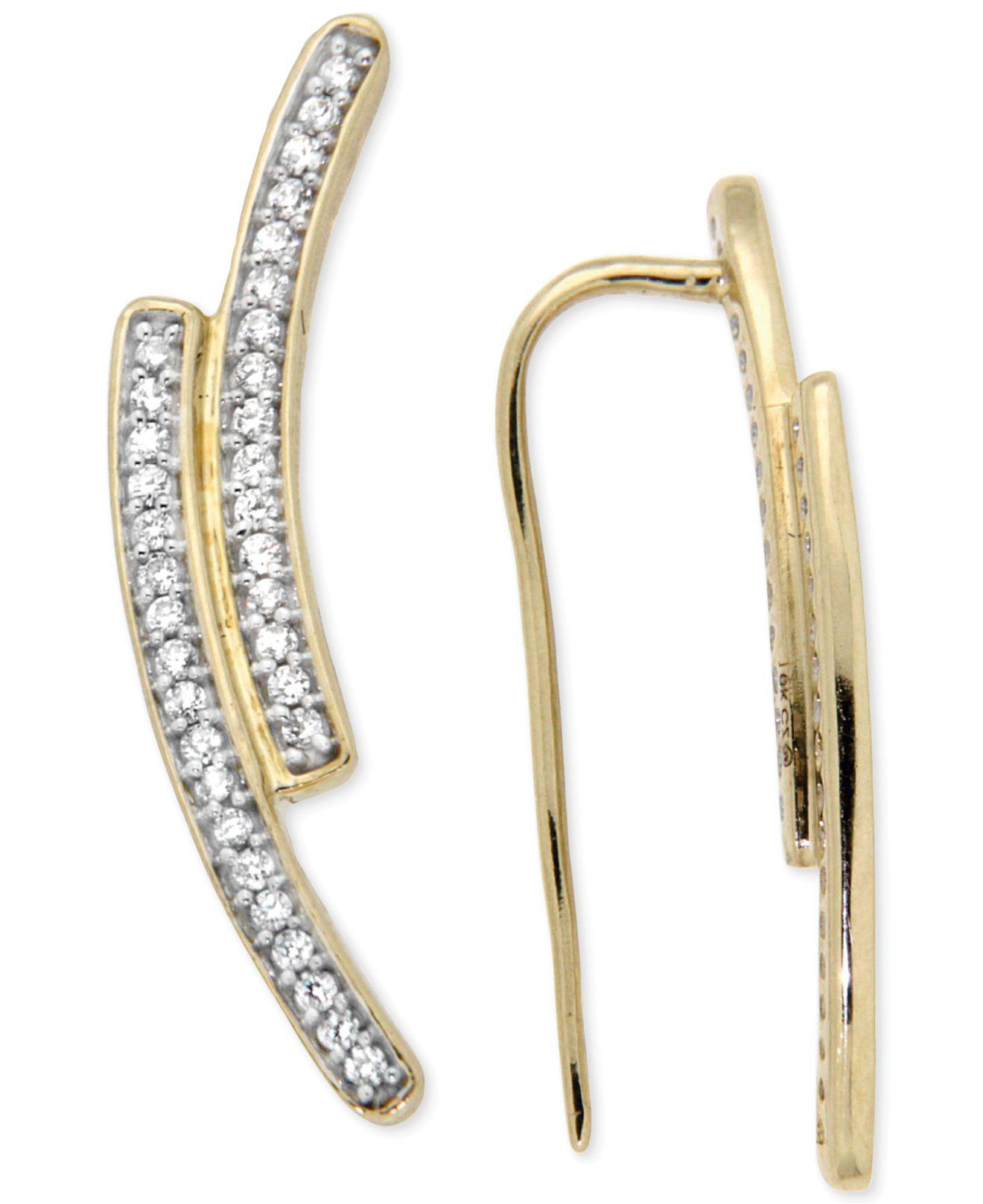 Macy's Diamond Curve Cuff Earrings (1/5 Ct. T.w.) In 14k Gold in Yellow