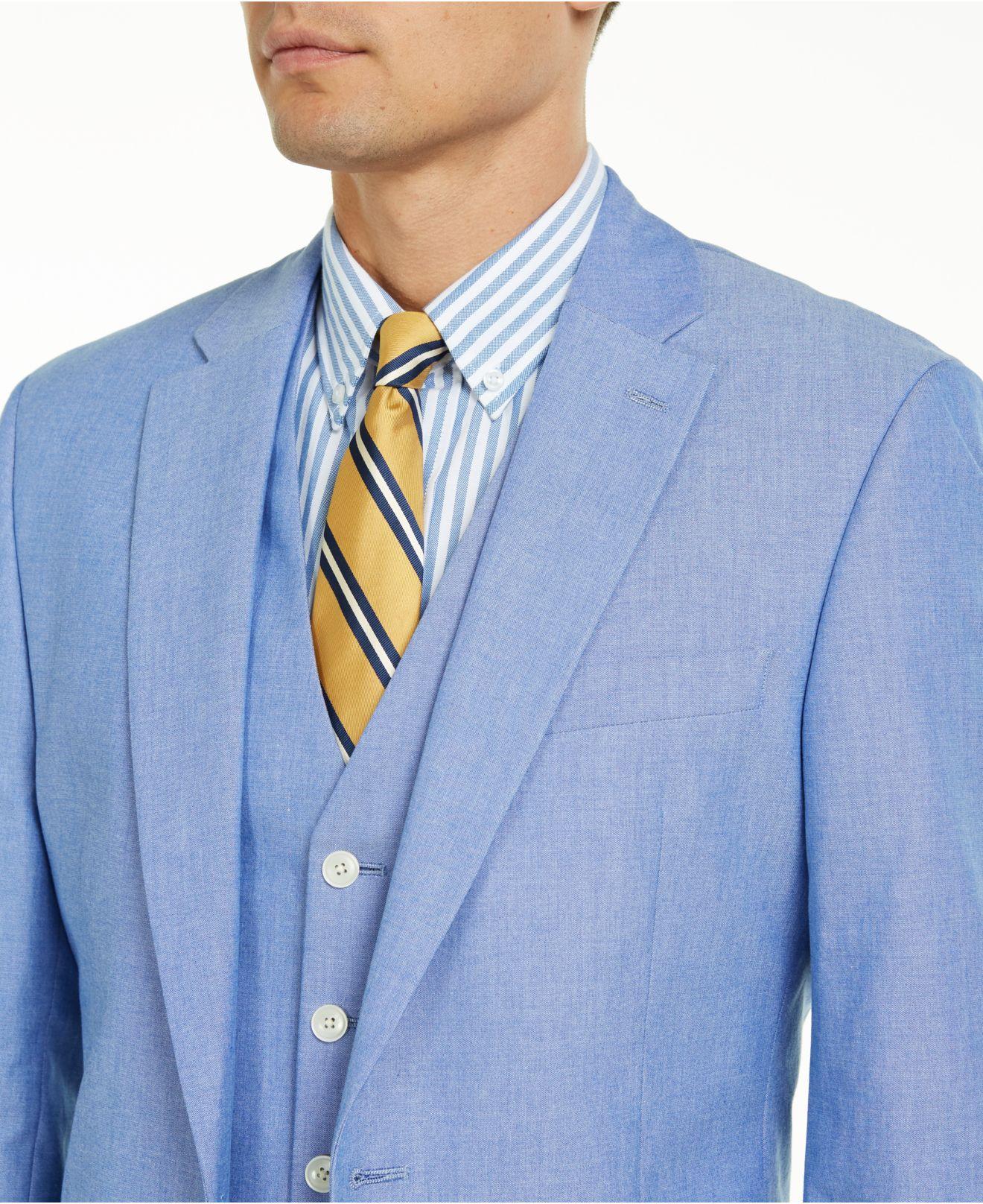 Tommy Hilfiger Cotton Modern-fit Thflex Stretch Blue Chambray Suit ...