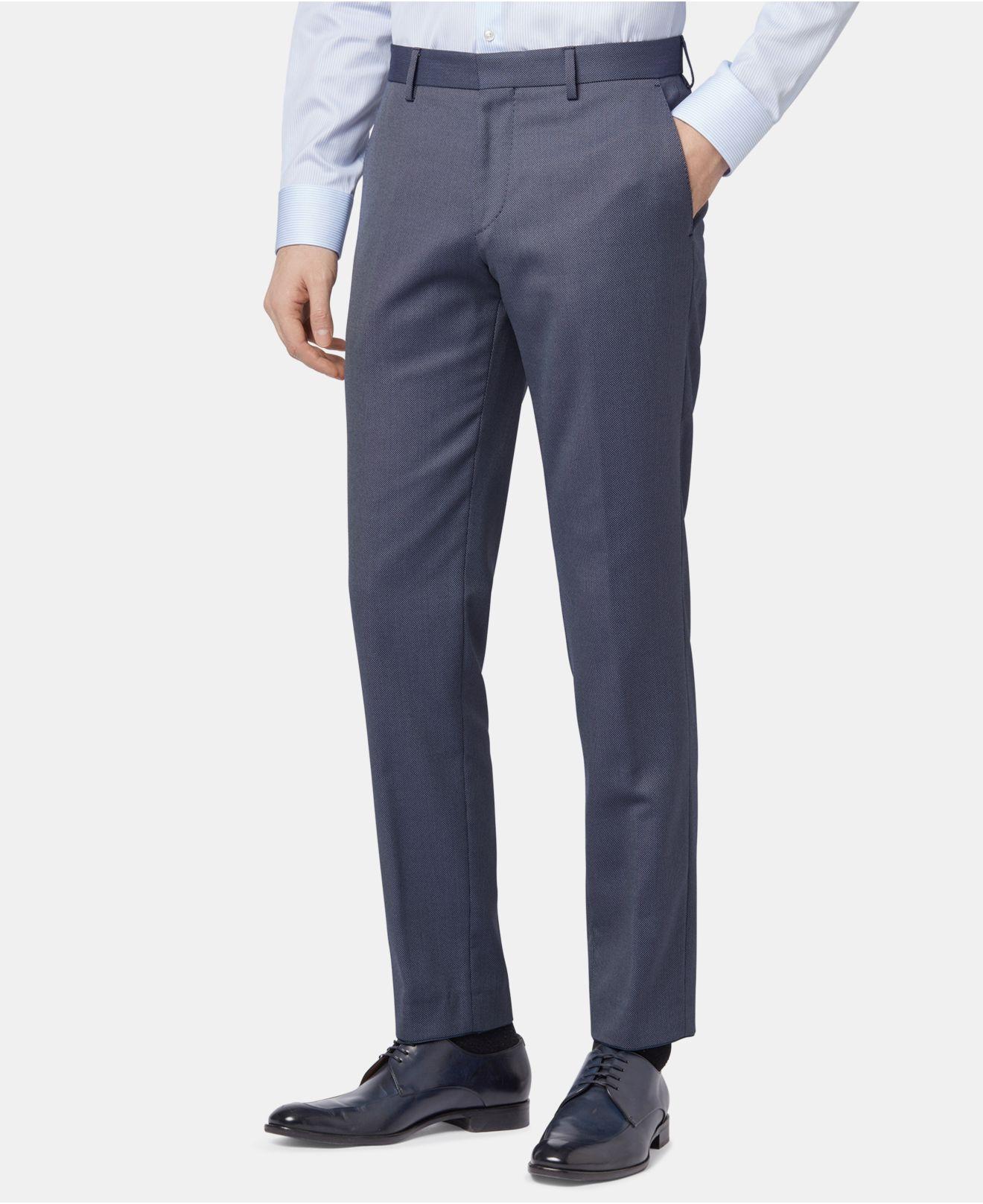 BOSS by HUGO BOSS Wool Gains-wg Travel Line Slim-fit Trousers in Blue for  Men - Lyst